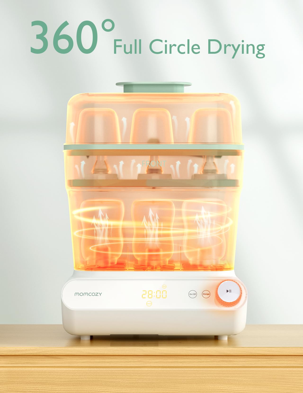 Momcozy 3-in-1 Large Baby Bottle Sterilizer and Dryer | Fast 99.9% Germ Elimination | Universal for All Bottles & Breast Pump Parts | Touch Screen & Auto Shutoff | Perfect for Nursery, Daycare and Travel Use