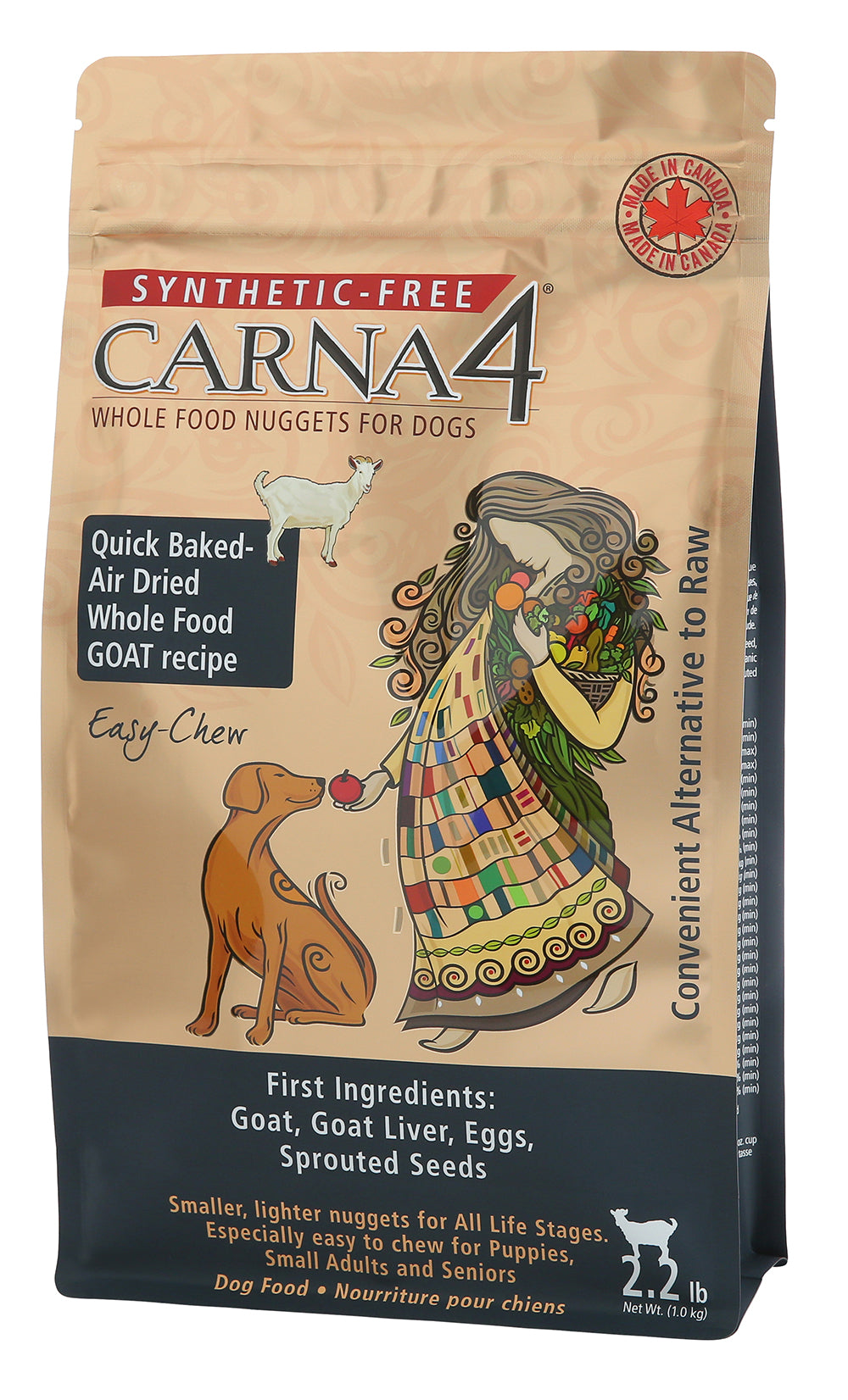 Carna4 Grain-Free Dry Dog Food with Goat - Easy to Chew for Small & Senior Dogs | All-Natural, Synthetic-Free Nutrition for Healthy Digestion & Skin | Perfect for Sensitive Stomachs & Picky Eaters