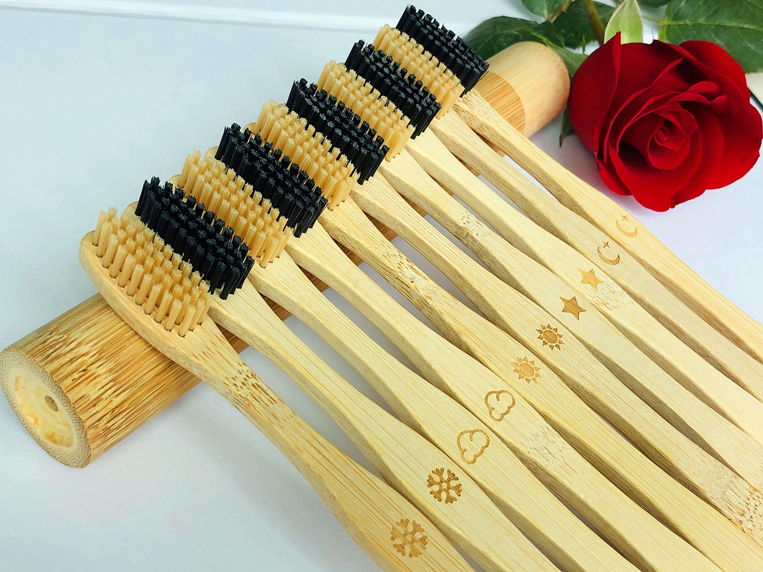 Eco-Friendly Bamboo Toothbrush Set - 10 Pack Medium Bristle Biodegradable Wooden Toothbrushes | Sustainable Oral Care for Travel, Camping & Zero Waste Lifestyle