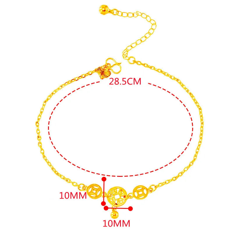 14K Gold Anklet for Women - Delicate Adjustable Ankle Bracelet - Perfect for Beach, Summer & Boho Style Outfits