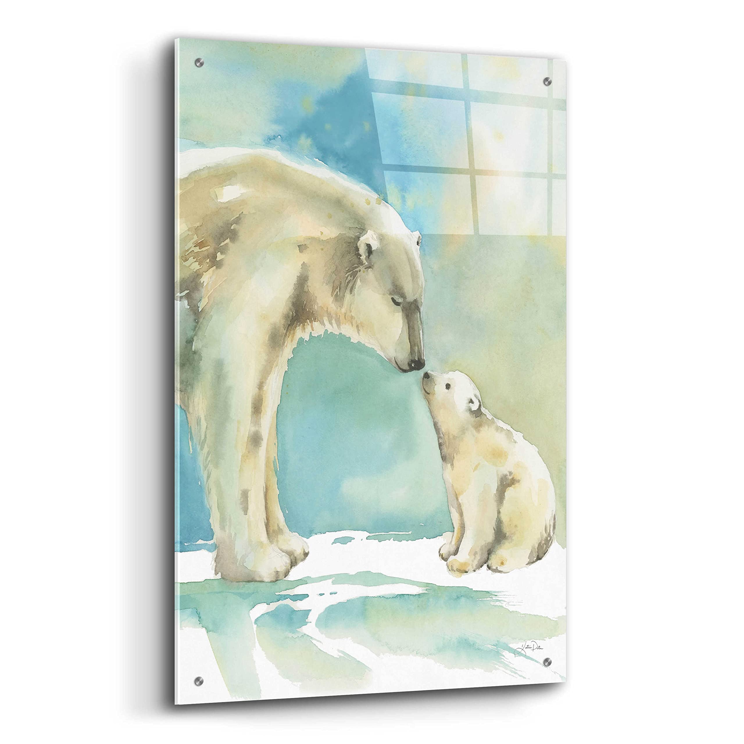 Polar Bear Love Acrylic Glass Wall Art by Katrina Pete - 24x36 Inches Modern Home Decor for Living Room, Bedroom & Office
