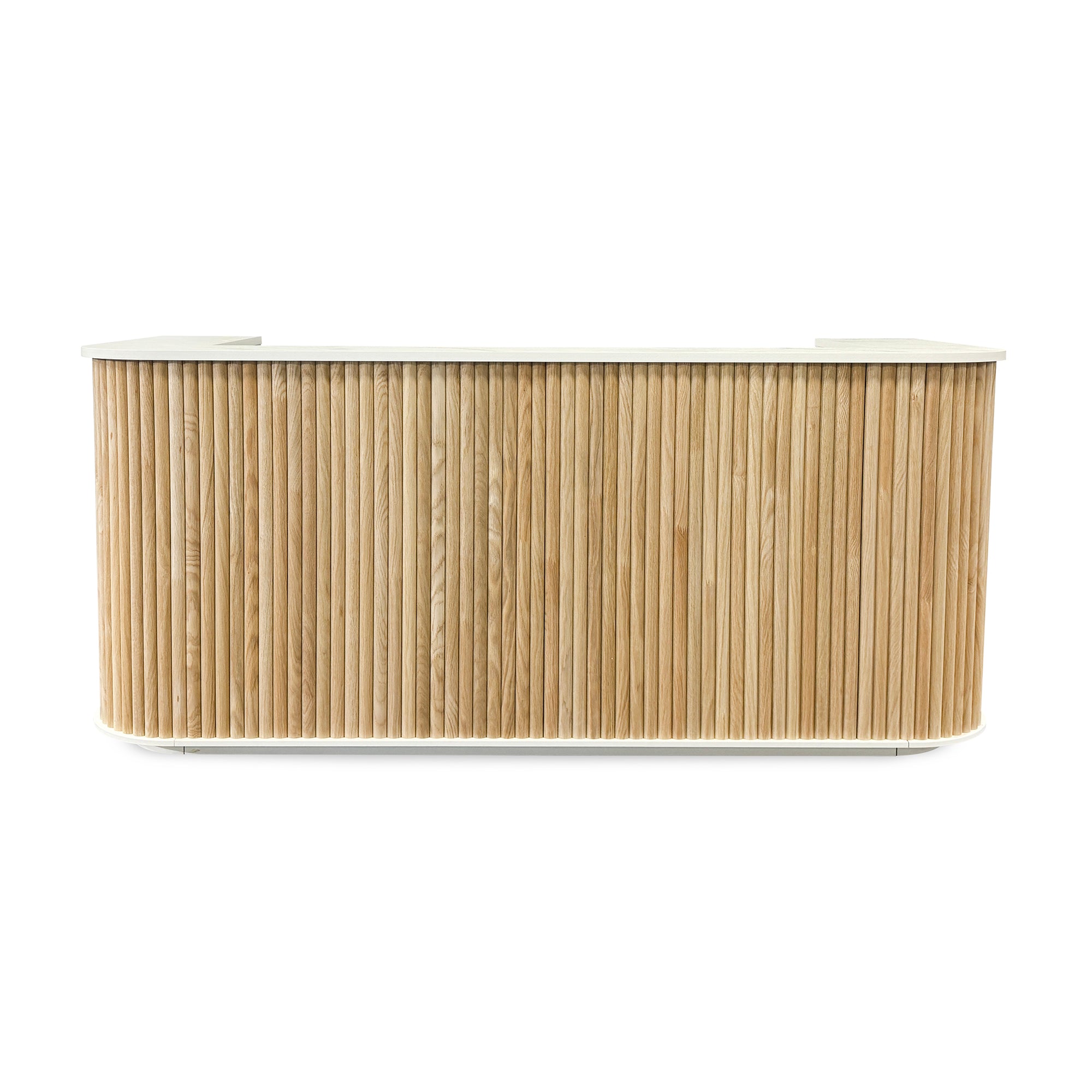 Premium HALO Reception Desk 240cm - Modern Oak & White Office Furniture for Corporate Lobby, Hotel Front Desk & Professional Workspaces