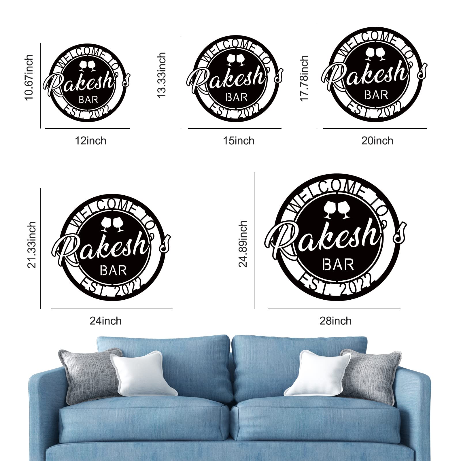 Custom Personalized Metal Bar Signs - Home Bar Decor, Wall Art & Party Sign for Backyard Grill | Welcome to Our Bar Sign for Home & Outdoor Entertaining