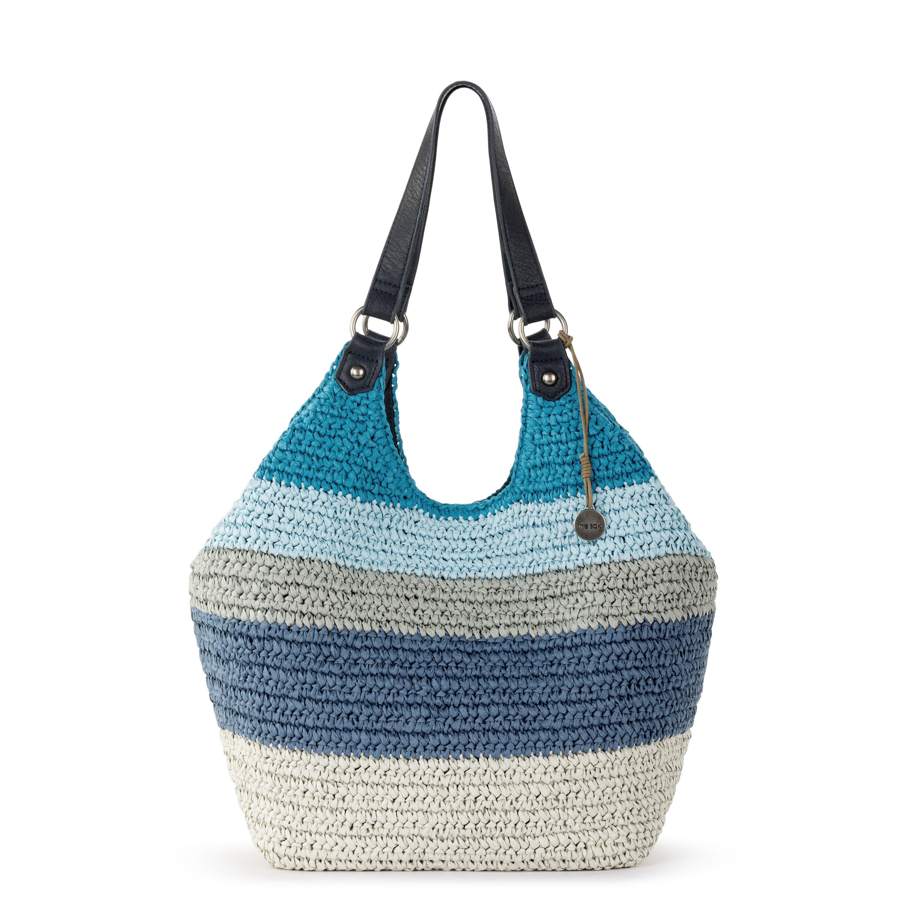Roma Straw Shopper Bag - Stylish Ocean Stripe Tote for Women | Perfect for Beach, Shopping & Travel Accessories