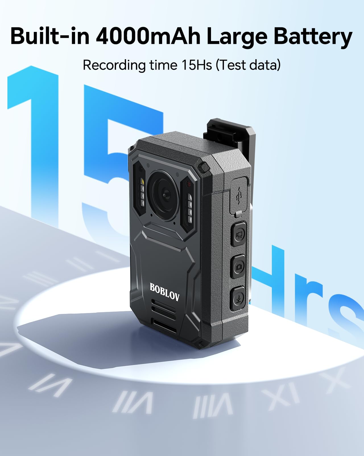 BOBLOV KJ23Pro 2K Body Camera with Night Vision - 256GB Storage, 15 Hours Battery Life, IP66 Waterproof - Ideal for Law Enforcement, Security Guards & Outdoor Activities (Hiking, Cycling, Construction Work)