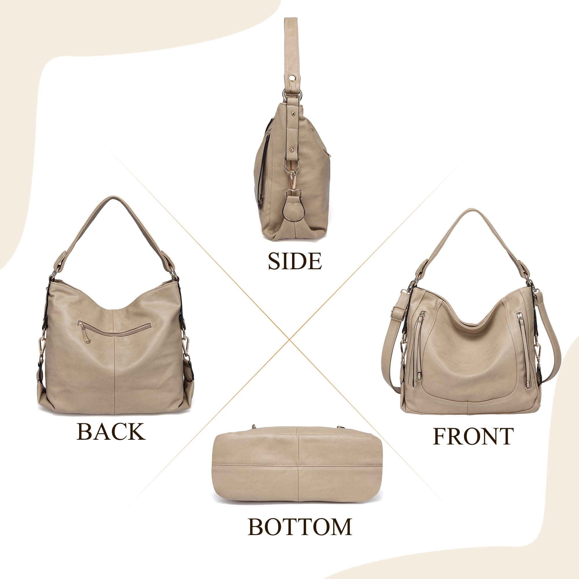 **Kasqo Vegan Leather Hobo Bags for Women - Large Shoulder Purses & Handbags, Fashion Satchel Tote Bag for Work, Travel & Everyday Use**