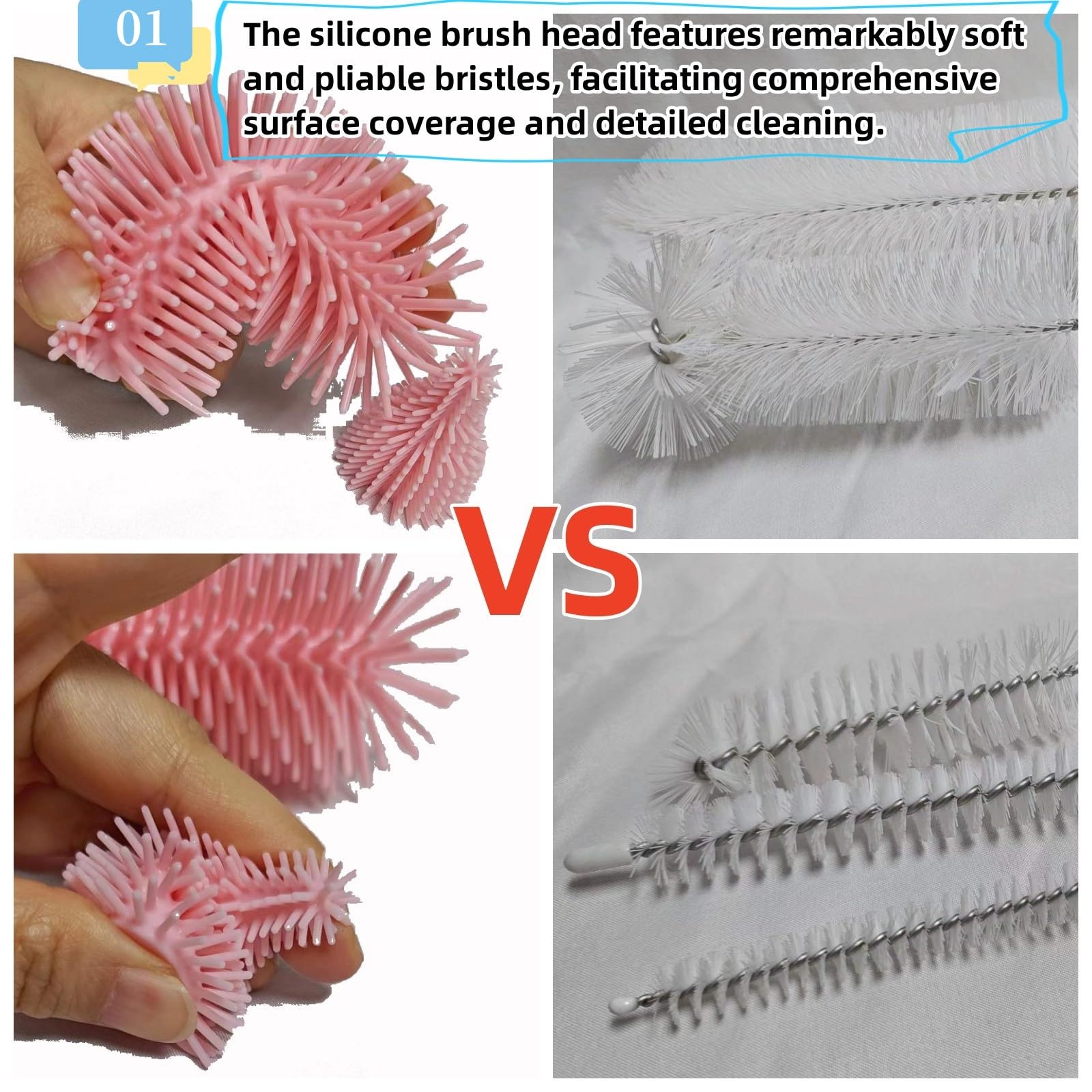Electric Baby Bottle Brush Heads - 2 Pack with Nipple Cleaner | Compatible with Silicone Brushes | Perfect for Sterilizing & Cleaning Bottles