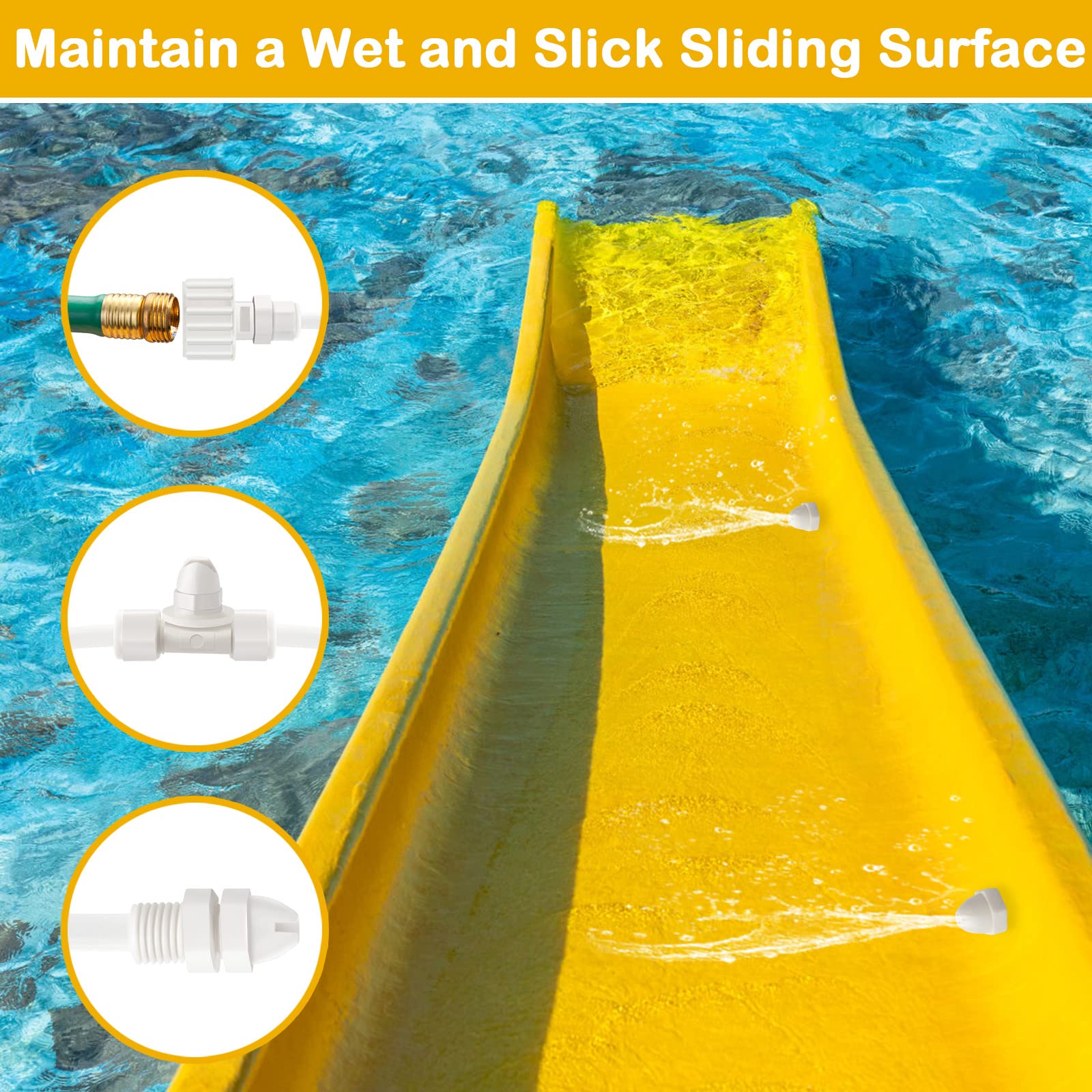 Premium Inground Pool Slide Water Tubing Kit - Complete Set with Sprayer & Hose for Swimming Pool Slides | Perfect for Backyard Fun, Family Gatherings & Summer Water Activities