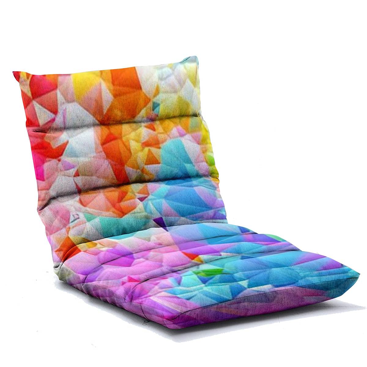 Abstract Geometric Floor Lounger - 6-Position Adjustable Memory Foam Folding Sofa Chair for Adults & Kids | Synthwave Cyberpunk Aesthetic Lounge Chair for Reading, Gaming, Watching TV & Relaxing at Home