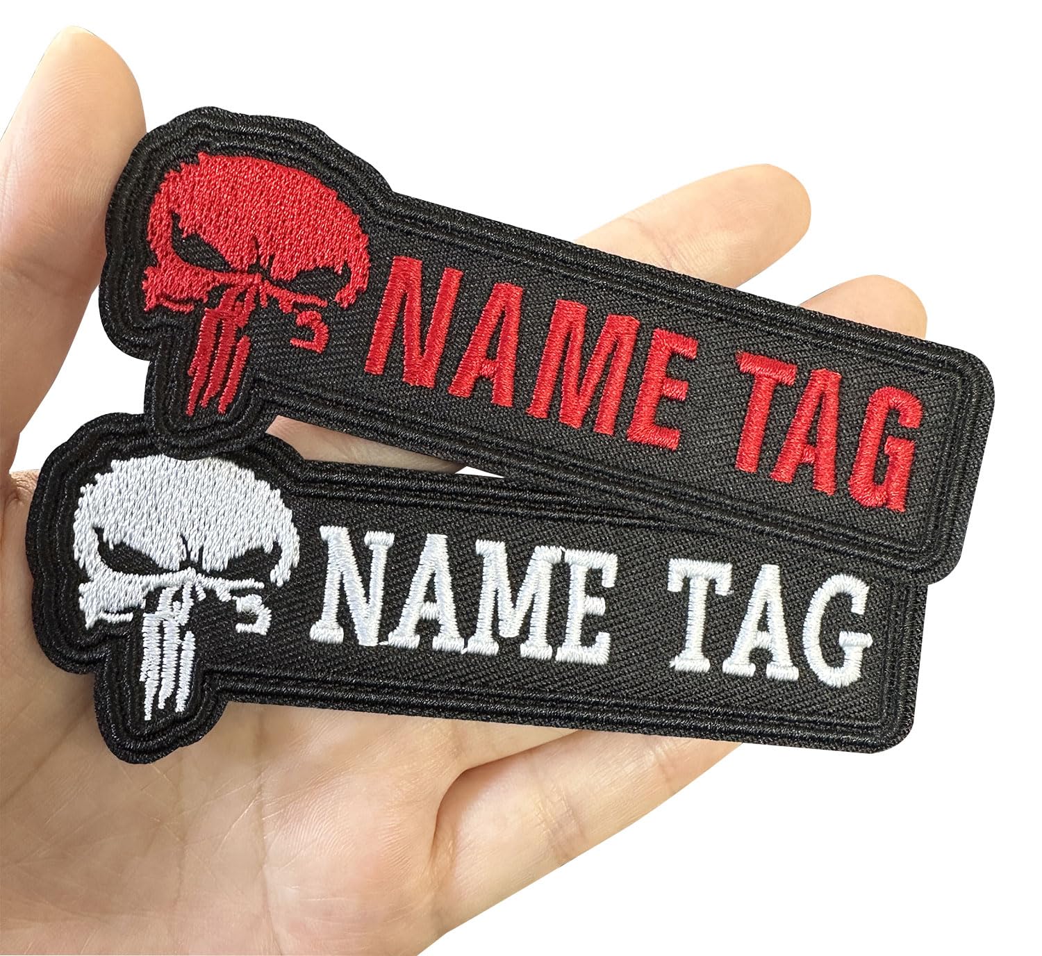 Custom Embroidered Name Patches & Skull Patches - 2pcs Hook and Loop Military Morale Patches for Tactical Gear, Caps, Backpacks, Vests | Personalized Military Style for Outdoor, Cosplay & Uniform Use