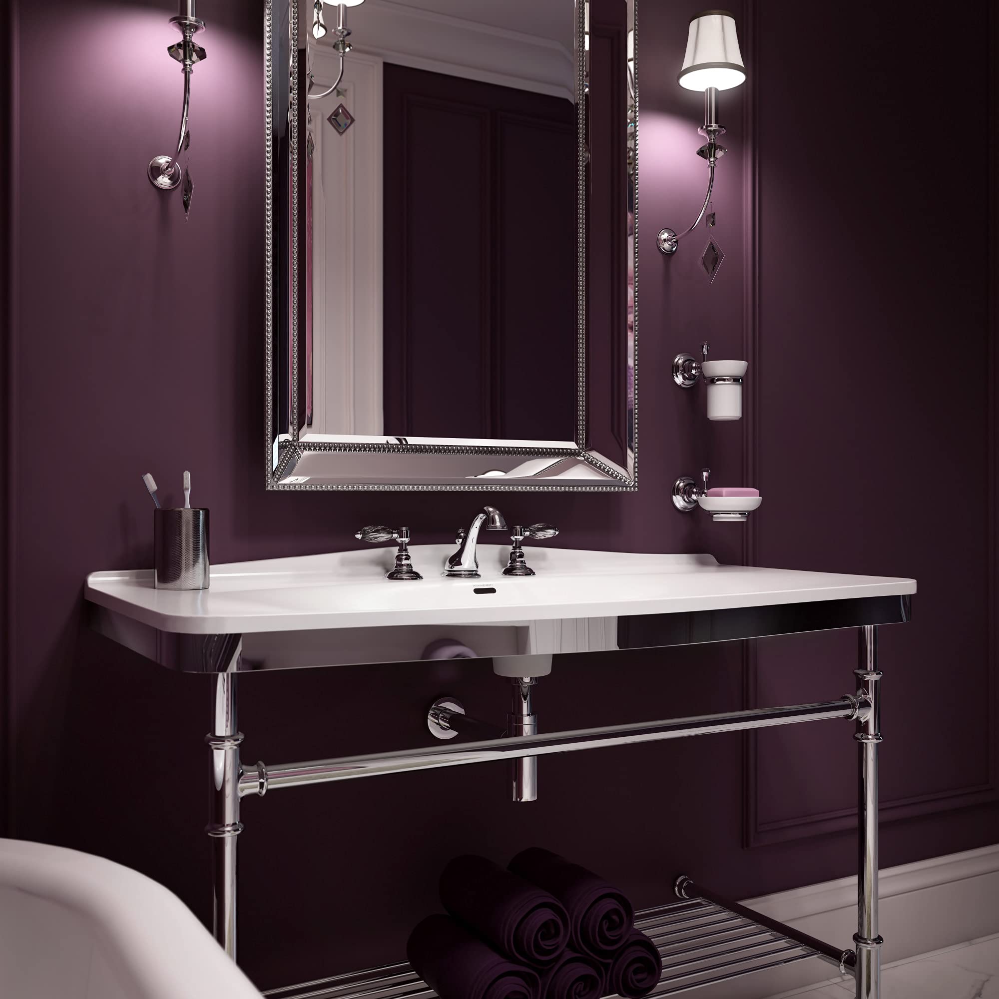 ROHL A1487STN Premium Bathroom Accessories Set in Satin Nickel Finish - Modern Faucet, Towel Bar & Soap Dispenser for Luxury Bathroom Decor