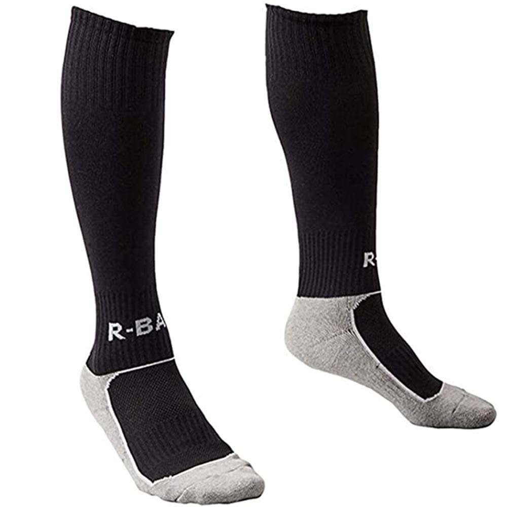 XCOZU Black Football Socks for Kids - Breathable Sports Training Socks for Soccer, Hockey, Rugby & Running - Comfortable Long Tube Socks for Boys & Girls (Toddler/Kids) - Perfect for School PE, Team Sports & Outdoor Activities