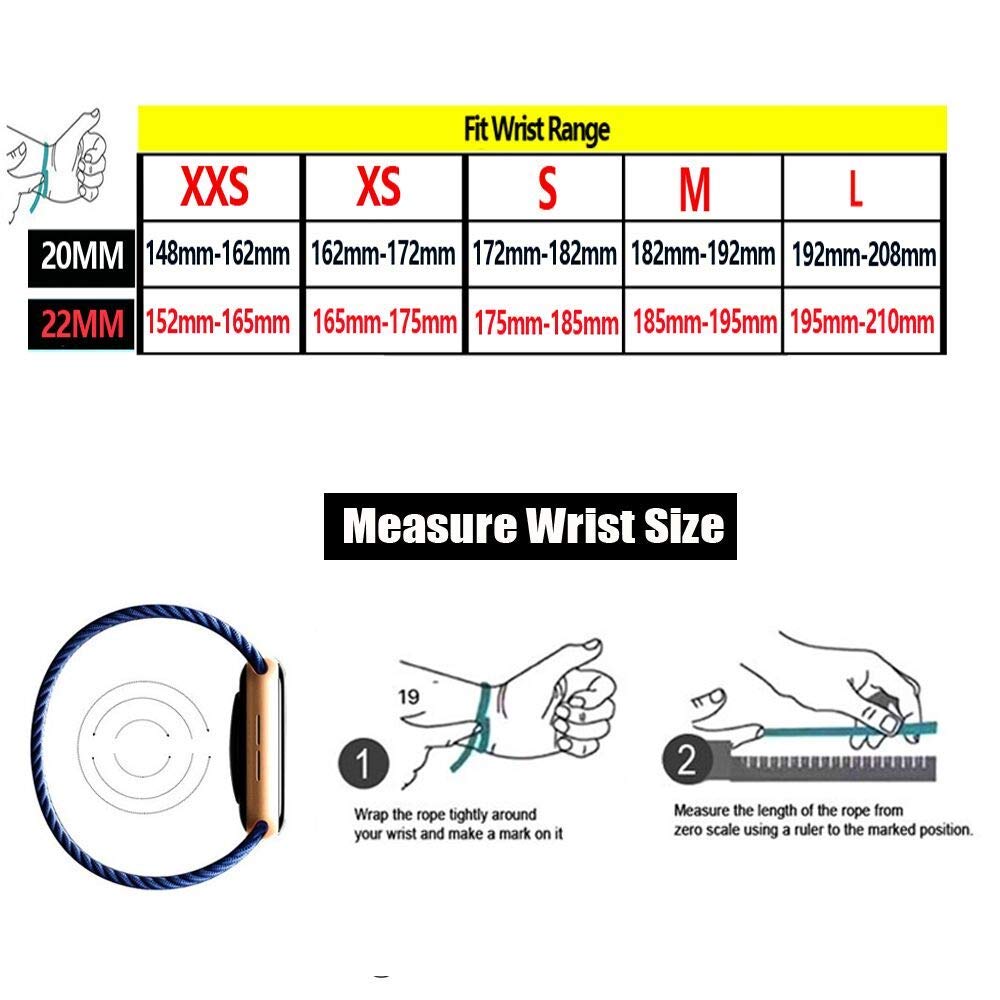 Stretchy Braided Solo Loop Band Compatible For Samsung Galaxy Watch 3 45mm/Galaxy Watch 46mm - 22mm Elastic Sport Strap Woven Band For Huawei Watch 2 Classic - Comfortable for Running, Gym & Daily Wear