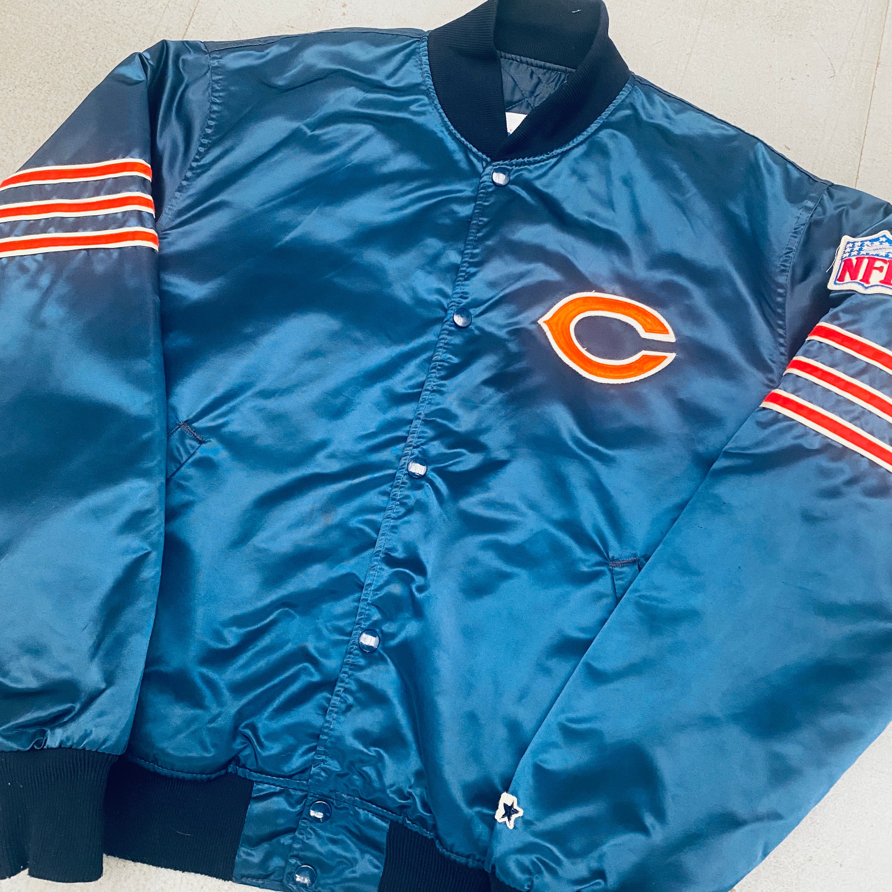 Chicago Bears 1980s Satin The Ditka Proline Starter Bomber Jacket XL - Vintage NFL Football Fan Apparel for Game Day & Retro Sports Fashion