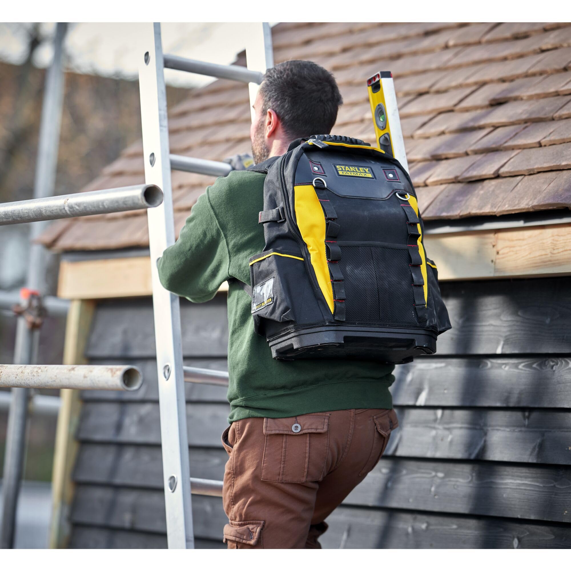 Stanley Heavy Duty Tool Backpack - Large Black Work Backpack for Construction, Tools & Equipment - Durable Storage for Job Sites, Camping & Outdoor Adventures