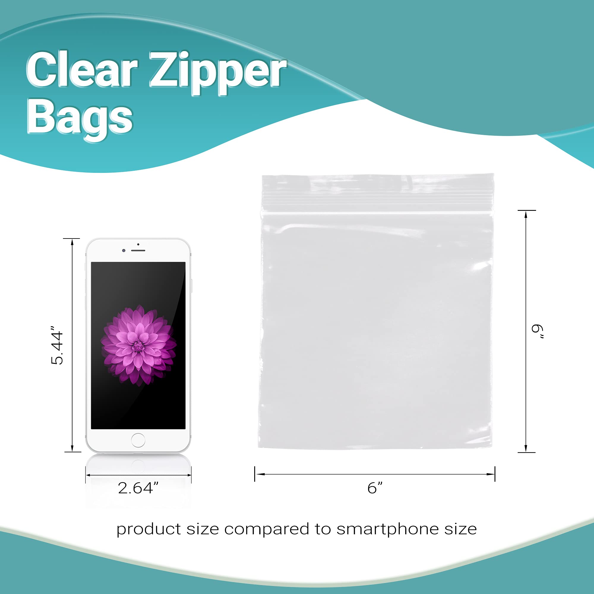 1000 Pack 6x6 Inch Clear Reclosable Zipper Bags - 2 Mil Thick Waterproof Plastic Storage Bags with Secure Zipper Closure for Jewelry, Crafts, Beads & Industrial Use - Durable Resealable Zip Bags for Organizing Small Parts, DIY Projects & Wholesale Packaging