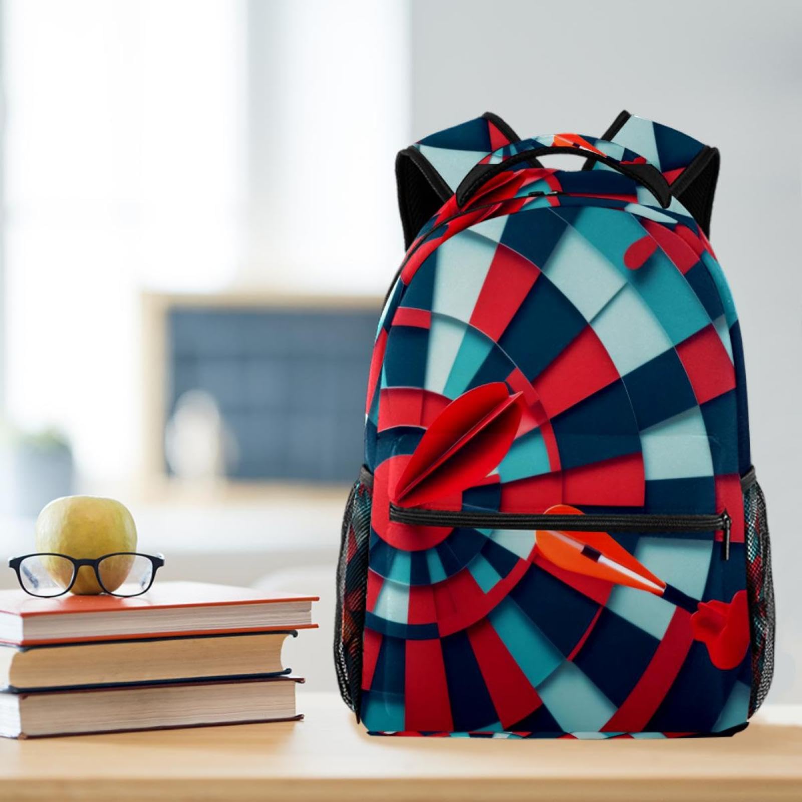 FVQL Kids Backpack for Boys & Girls - Lightweight Durable School Backpack with Abstract Dartboard Design - Perfect for School, Travel & Daily Use