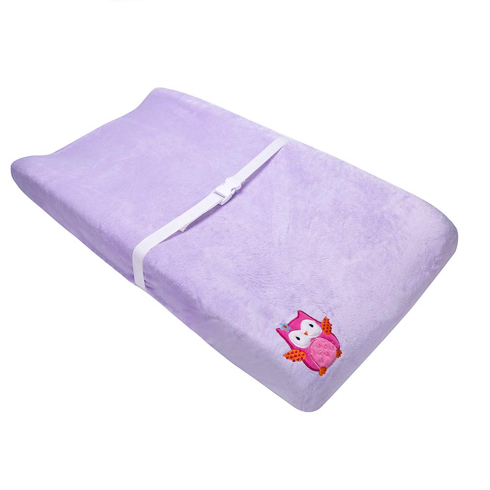 6-Piece Purple Elephant Nursery Crib Bedding Set - Violet Embroidered Elephant Theme Baby Cot Set with Quilt, Fitted Sheet, Skirt, Diaper Bag, Changing Cover & Window Valance (28