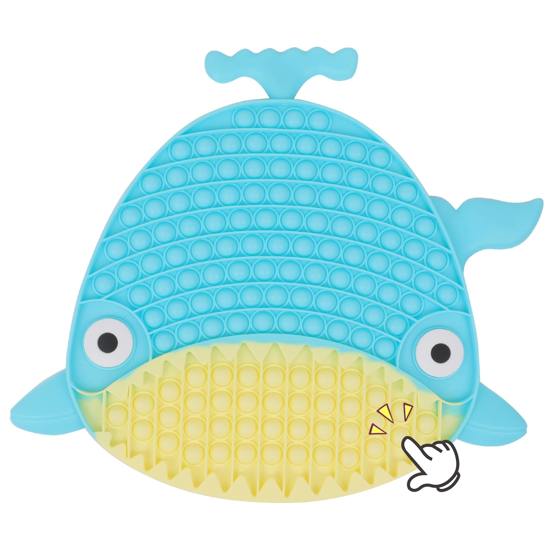 Jumbo Push Pop Bubble Fidget Toy - Extra Large Silicone Sensory Stress Relief Popper with Big Pop Sounds for Kids & Adults - Rainbow Colored Anxiety Relief Toy for Office, Classroom & Travel (Shark Aqua)