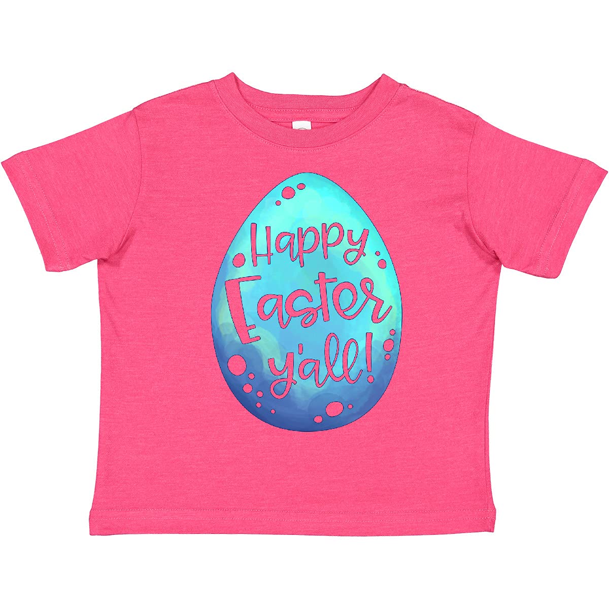 Inktastic Happy Easter Y'all Blue Easter Egg Toddler T-Shirt - Cute Easter Outfit for Boys & Girls, Spring Holiday Family Matching Tees
