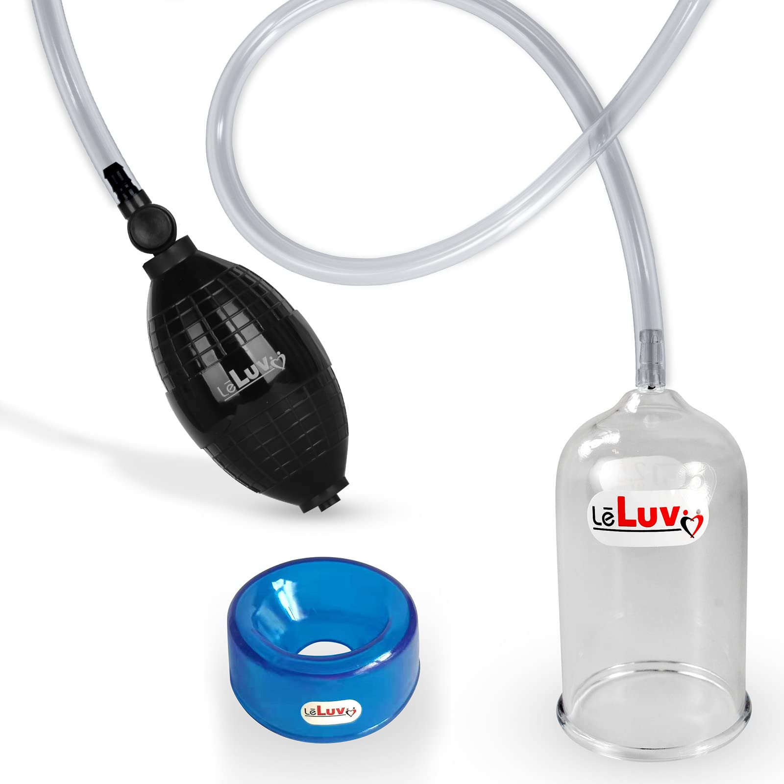 LeLuv EasyOp Bgrip Penis Glans Vacuum Pump Kit with TPR Material & Blue Sleeve for ED Treatment, Male Enhancement, and Improved Sexual Performance