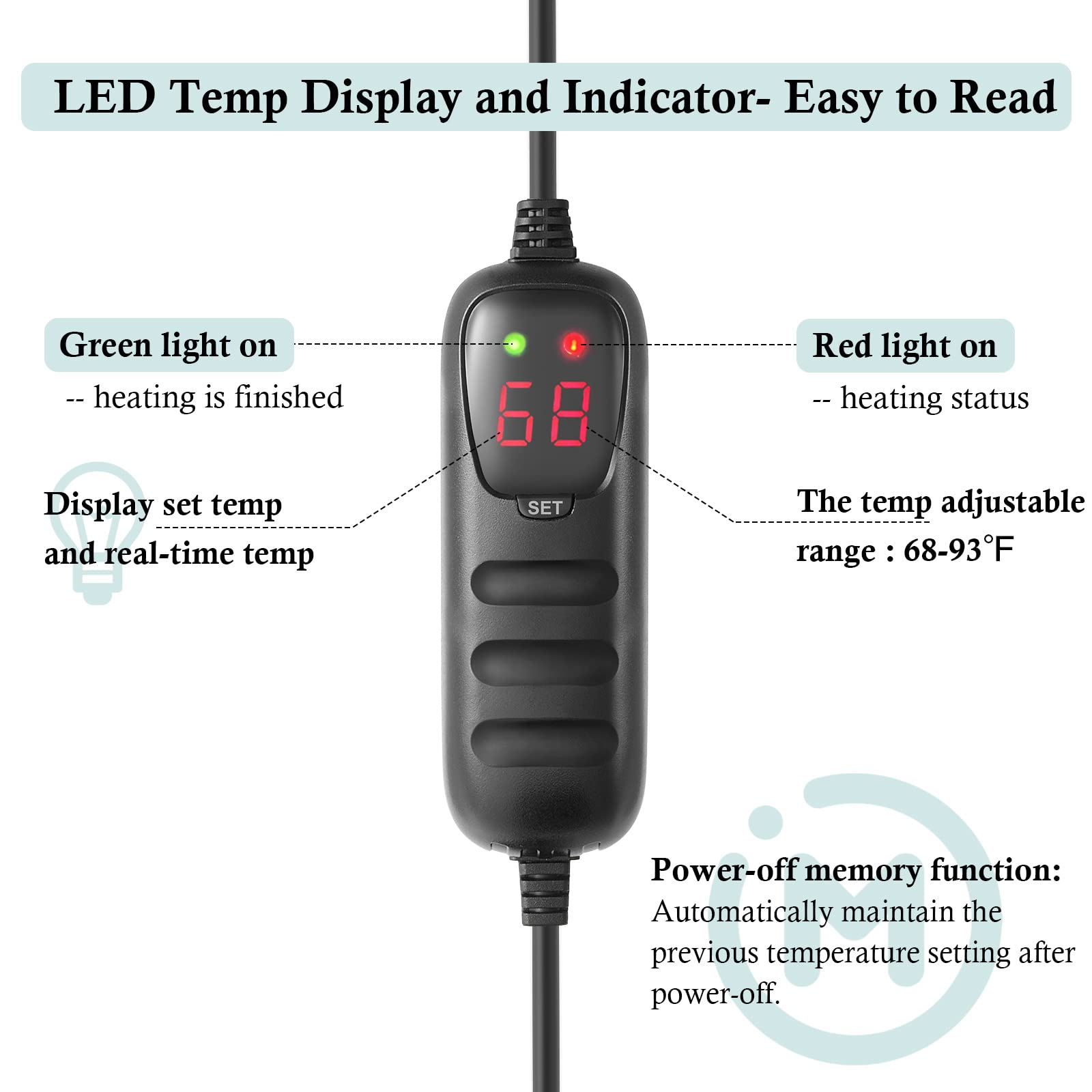 HITOP 200W Mini Submersible Aquarium Heater - Digital Fish Tank & Turtle Tank Heater for 25-50 Gallon Saltwater & Freshwater with Temperature Controller - Perfect for Home Aquariums & Reptile Habitats