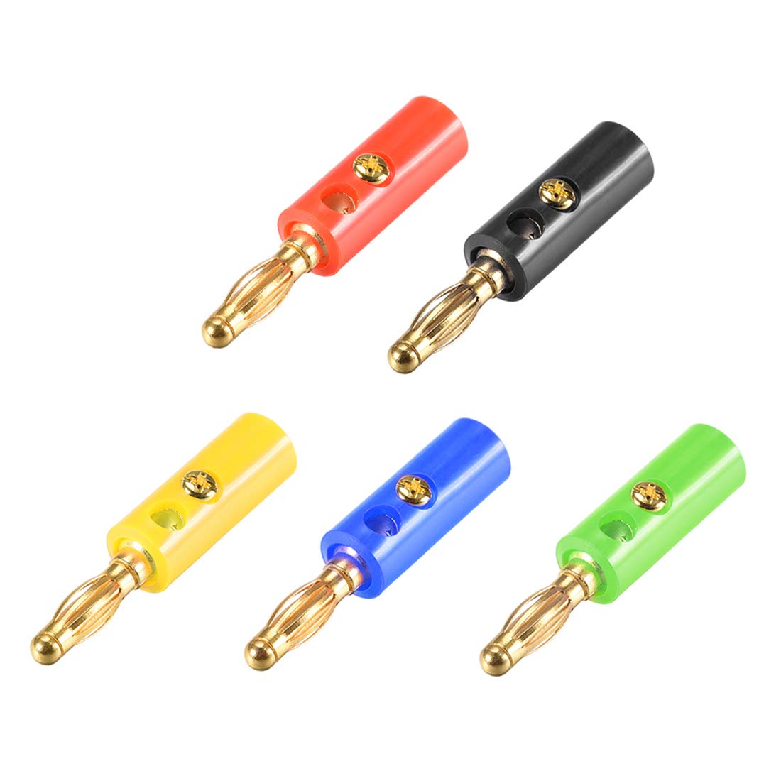 uxcell 4mm Banana Plugs - 10pcs Speaker Wire Cable Screw Connectors (5 Colors) for Home Theater, Stereo Systems & Audio Equipment