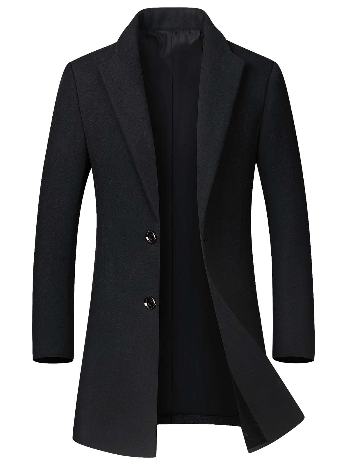 Litteking Men's Winter Wool Trench Coat - Single Breasted Pea Jacket for Casual Wear | Warm Overcoat for Office, Travel & Outdoor Activities