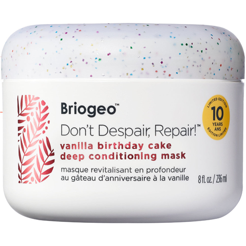 Briogeo Don't Despair Repair Deep Conditioning Hair Mask - Vanilla Cake Scent, 8 oz (Limited 10th Anniversary Edition) | Hydrating Treatment for Dry, Damaged Hair - At-Home Salon Quality Hair Care