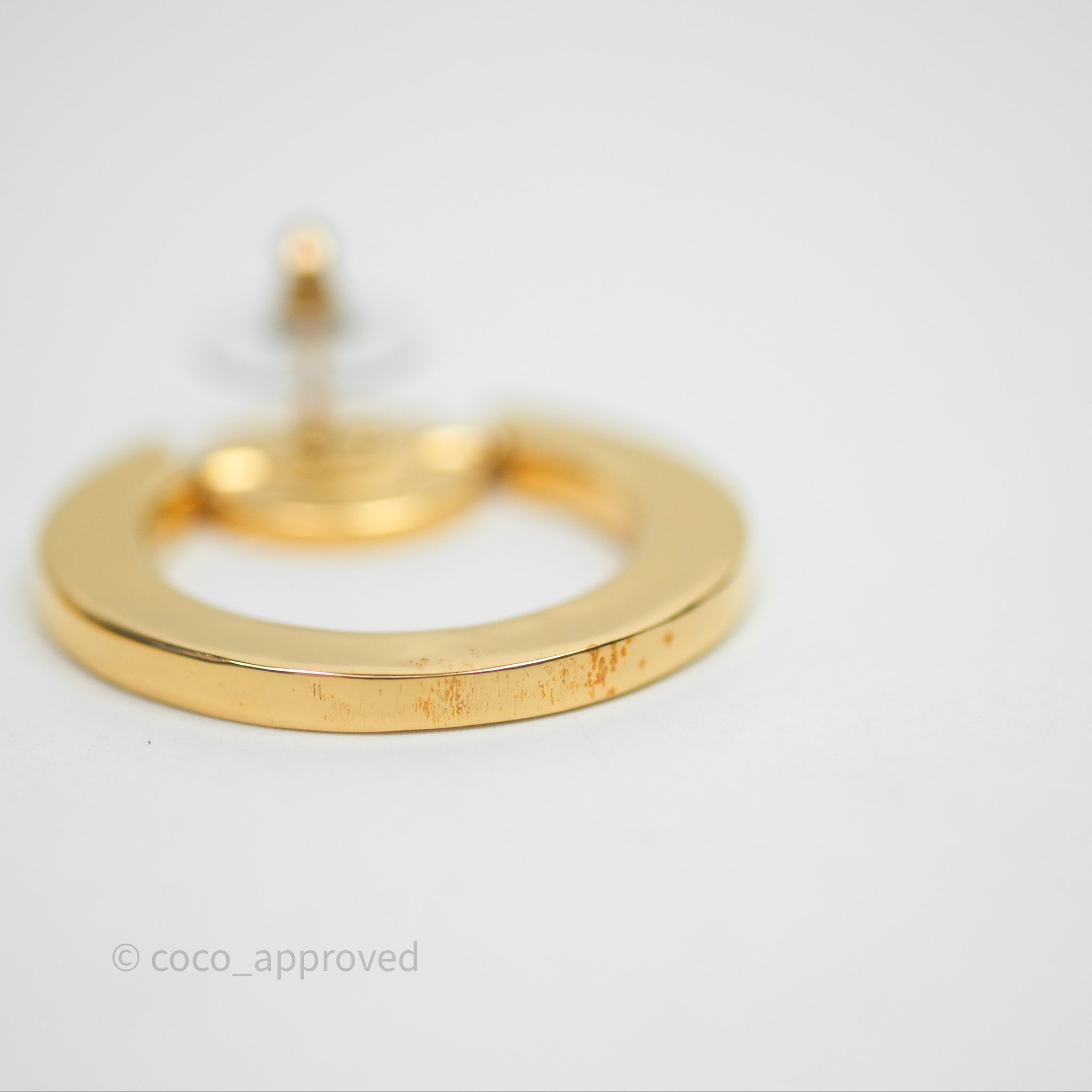 Chanel CC Round Earrings Gold Tone 20A - Luxury Fashion Jewelry for Women - Perfect for Parties, Weddings & Special Occasions