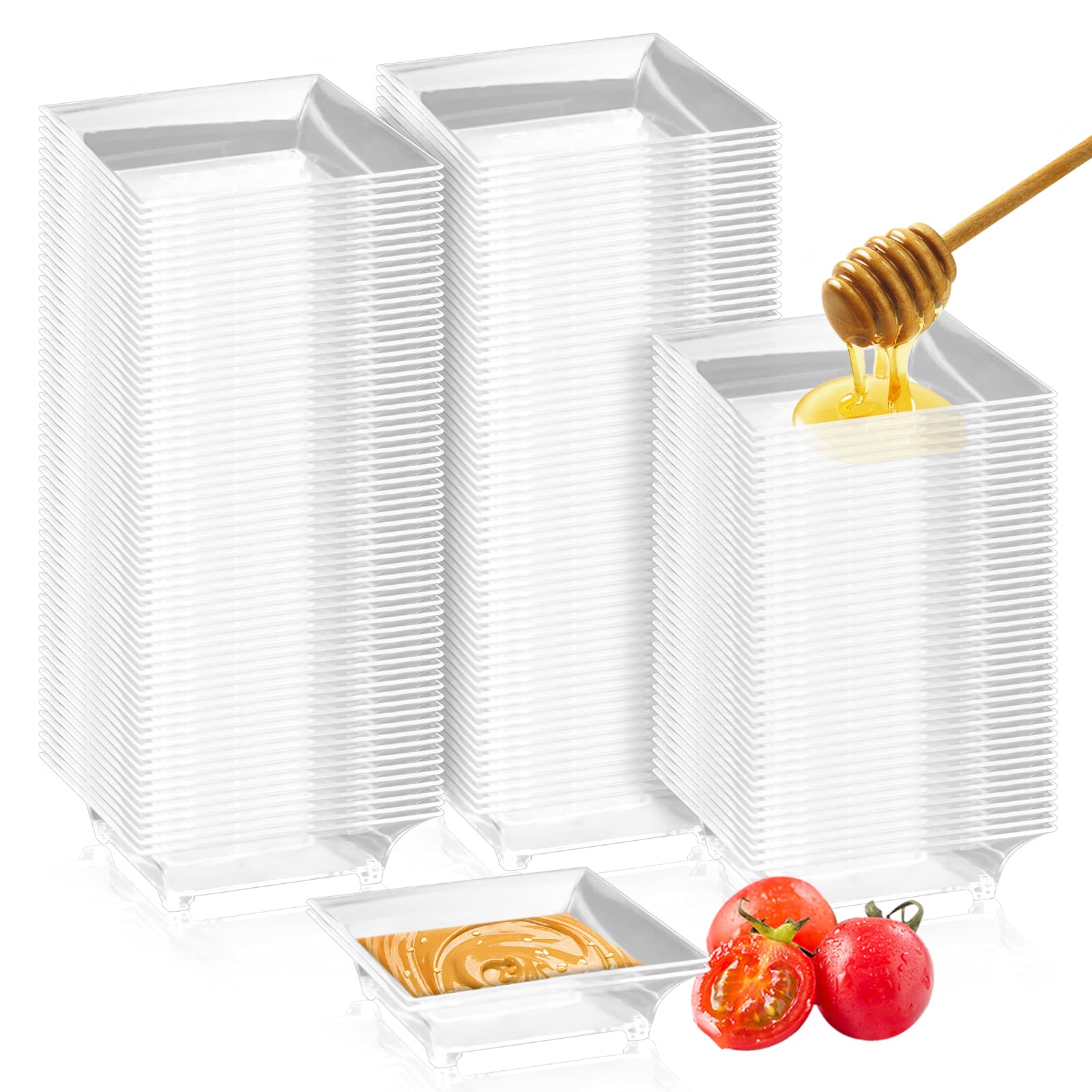 100 Pcs Clear Disposable Mini Plastic Plates 2.4