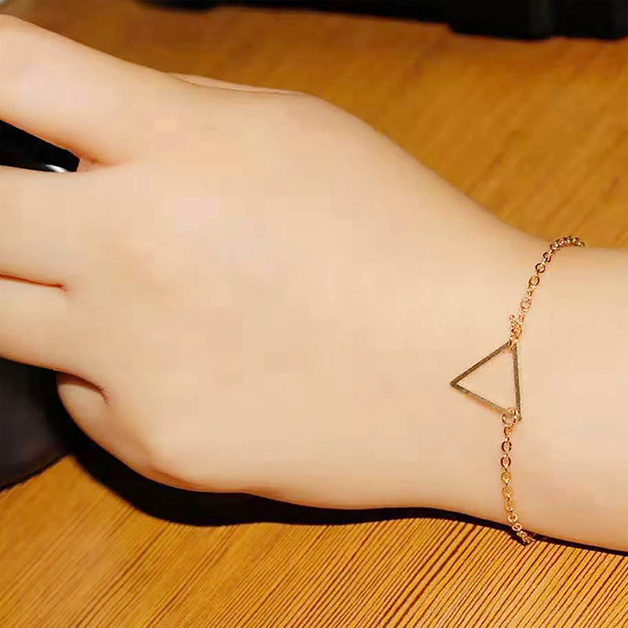 Women's Dainty Gold Chain Bracelet - Simple Layered Beaded Turquoise Bracelet with Charm Crystal Bar, Heart, Karma & Triangle Pearl Bracelets | Elegant Everyday Jewelry for Work, Date Night & Special Occasions