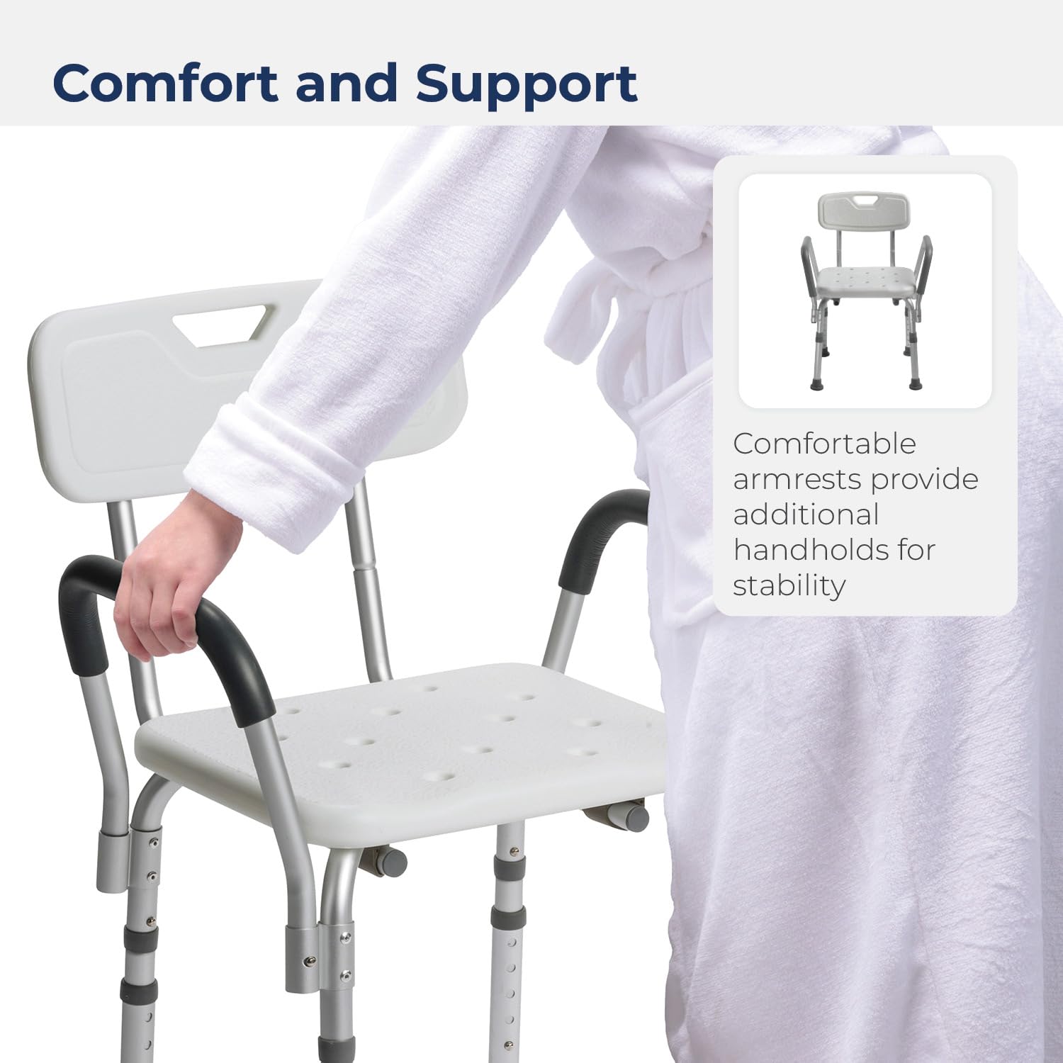 Drive Medical Folding Bath Bench with Back Support - Adjustable Height Shower Chair for Elderly & Disabled, Non-Slip Bath Seat for Safe Bathing at Home