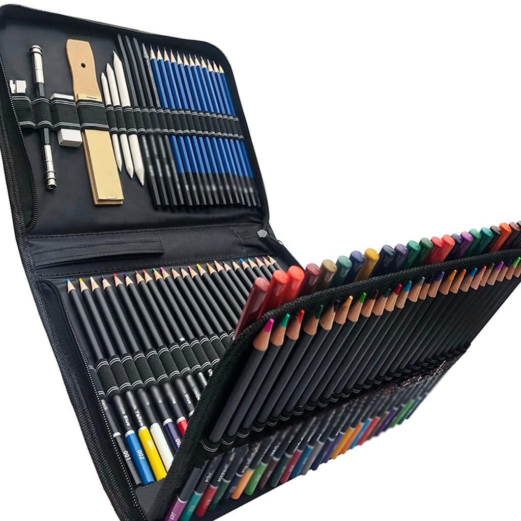 96-Piece Premium Painting & Drawing Set - Colored Pencils, Sketching Graphite Pencils with Portable Case - Perfect for Artists, Students & DIY Craft Projects (Color: A)