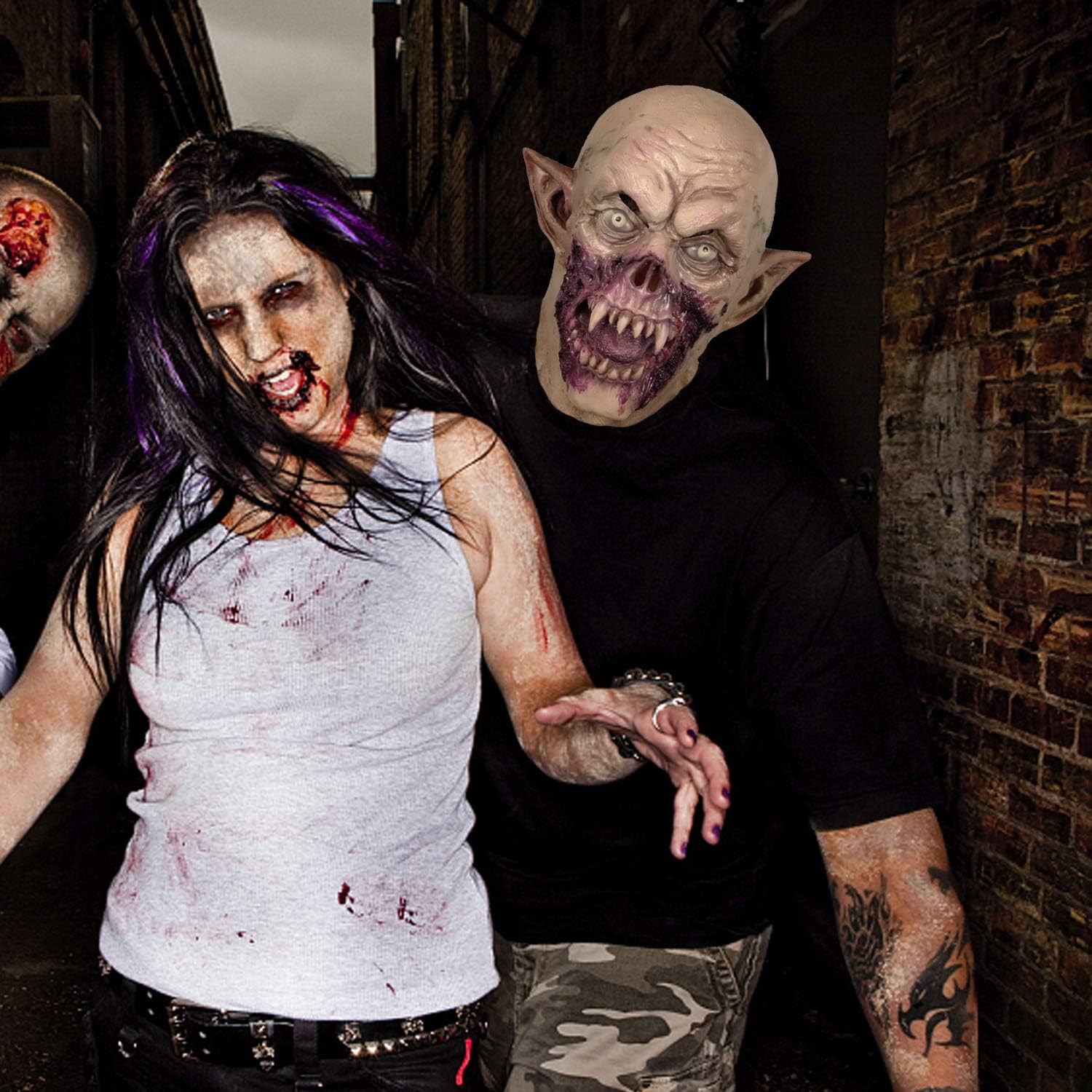 MOLEZU Vampire Mask for Adults - Scary Horror Zombie Demon Monster Mask for Halloween Costume Party | Perfect for Trick or Treat, Cosplay & Horror Theme Events