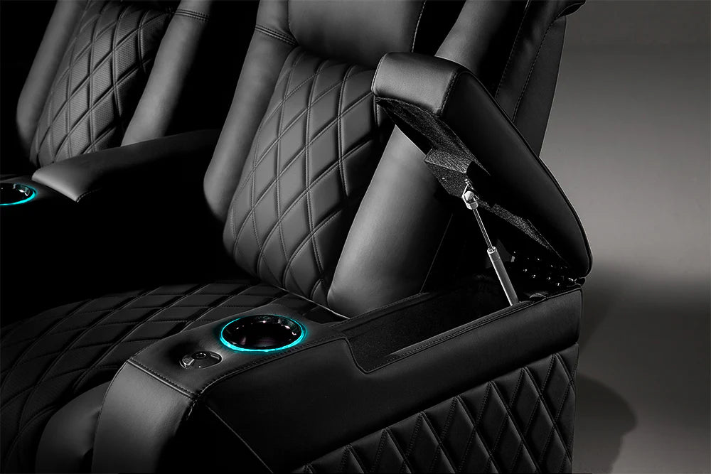 2025 New Tuscany XL Luxury Leather Home Theater Seating - Row of 3 Recliners in Onyx Black | Premium Home Cinema Furniture for Movie Nights & Entertainment Rooms