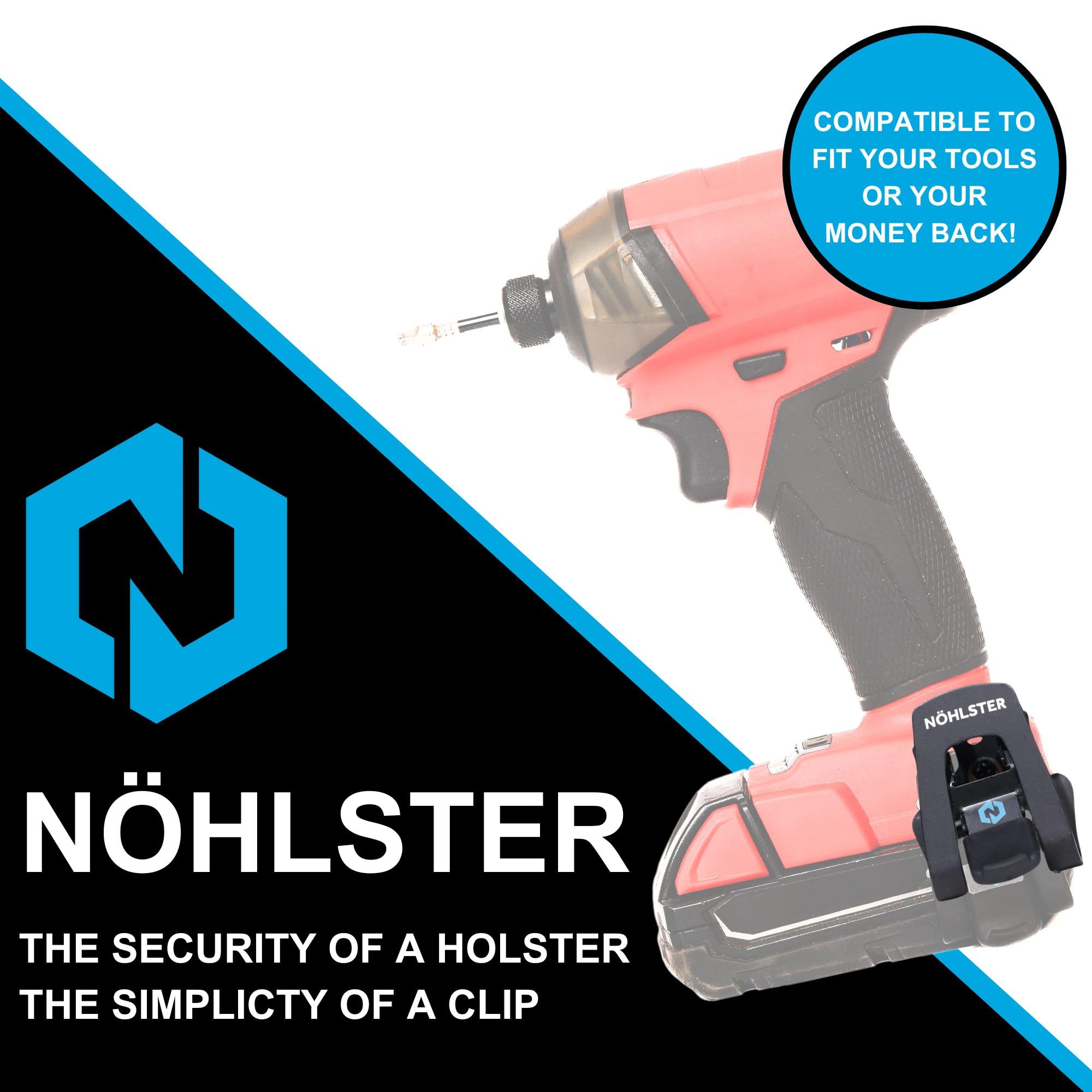 NÖHLSTER Locking Tool Clip 3 Pack - Secure Drill Belt Clip & Impact Driver Holster - Heavy Duty Tool Holder for Tool Belts | Perfect for Construction, DIY Projects & Electricians