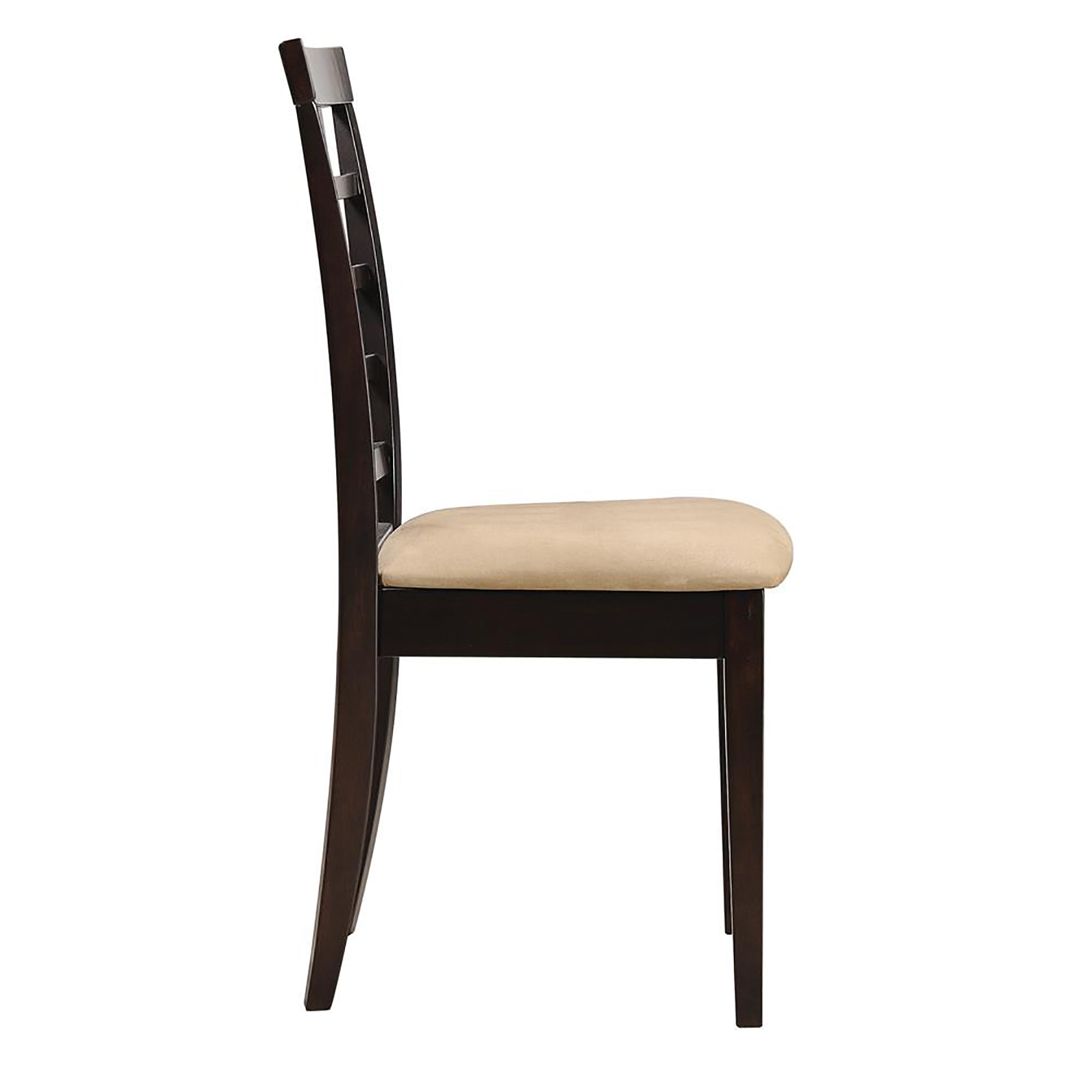 Modern Cappuccino & Beige Lattice Back Side Chairs (Set of 2) - Stylish Dining Room Furniture for Kitchen, Breakfast Nook or Small Space Decor