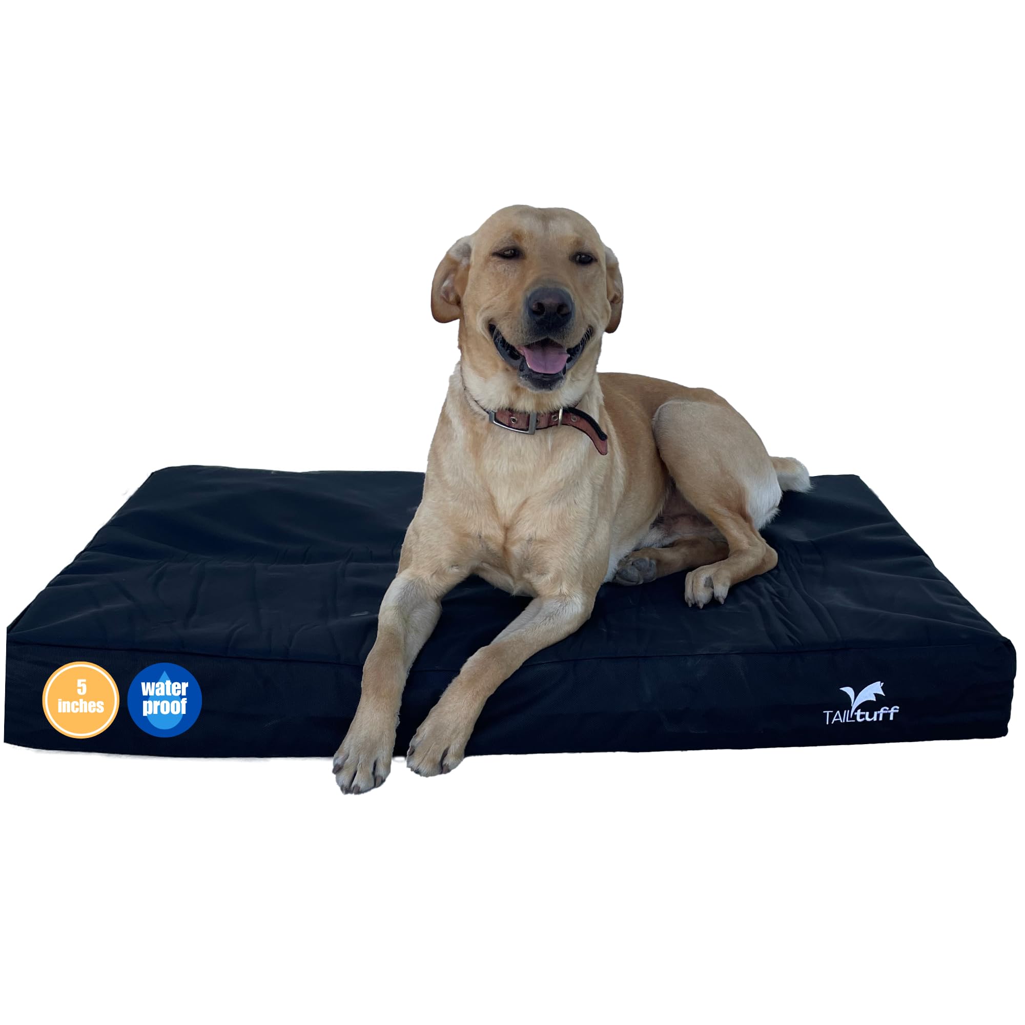 **Orthopedic Elevated Dog Bed with Memory Foam - Large & Medium Dogs - Washable Waterproof Cover & Removable Liner - Durable Support for Joint Pain Relief - Perfect for Indoor, Outdoor & Travel Use - Large Black**
