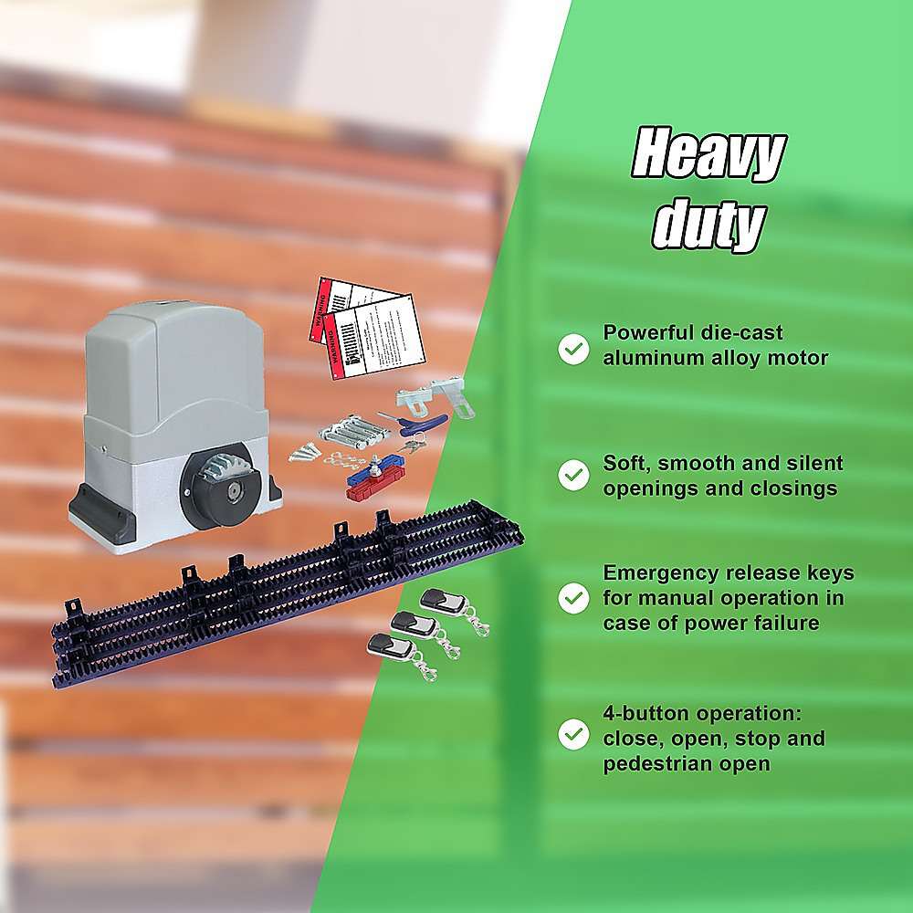 1800KG Heavy Duty Automatic Sliding Gate Opener with 4m Rail - Commercial & Residential Driveway Security System