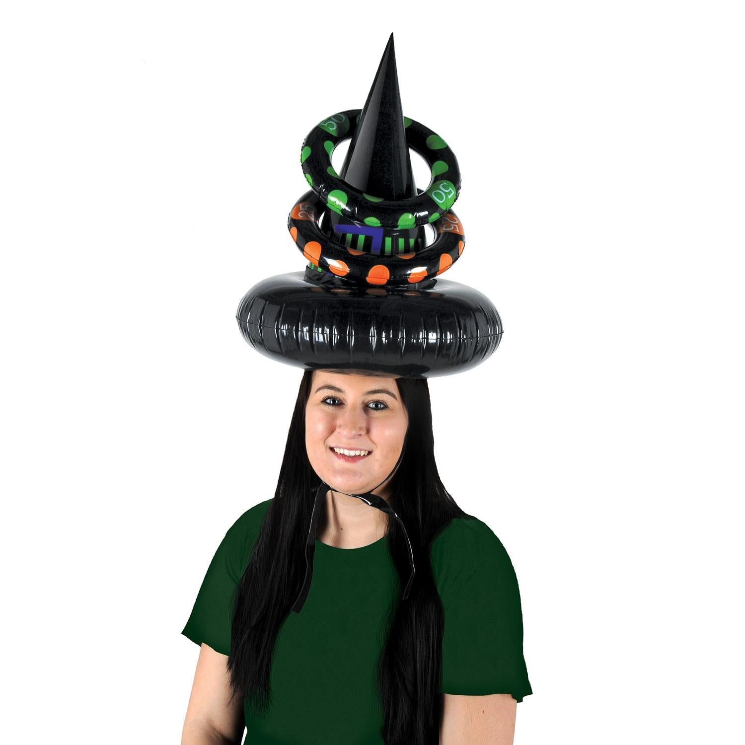 12 Pack Beistle Halloween Inflatable Witch Hat Ring Toss Game - Fun Outdoor Party Decorations for Halloween Festivals, Carnivals & Backyard Gatherings
