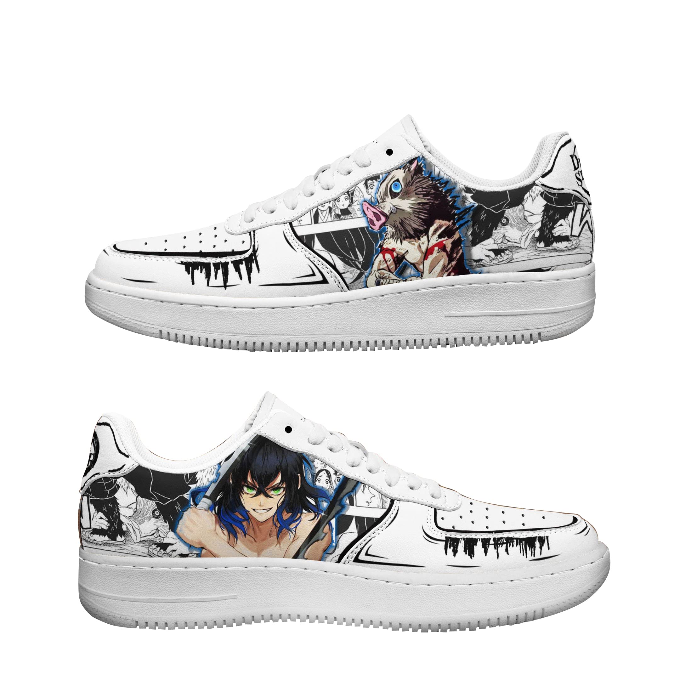 Custom Demon Slayer Tanjiro & Zenitsu Printed Low-Top Basketball Shoes - Anime Cosplay Sneakers for Men & Women | Manga Gift Idea for Running, Outdoor & Casual Wear