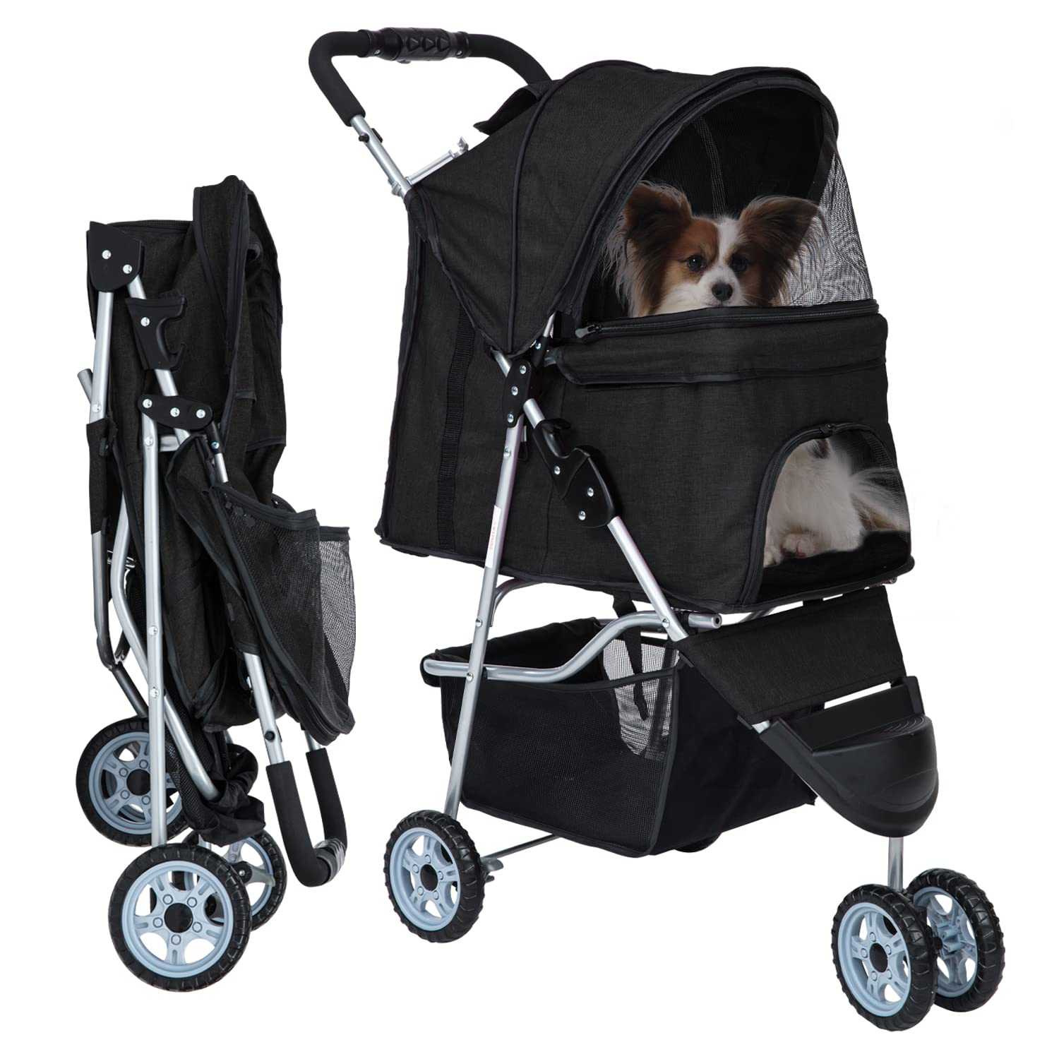 Lightweight Waterproof Folding Dog Stroller for Small & Medium Dogs & Cats - Travel Pet Stroller with Storage Basket | Perfect for Outdoor Walks, Shopping & Vet Visits
