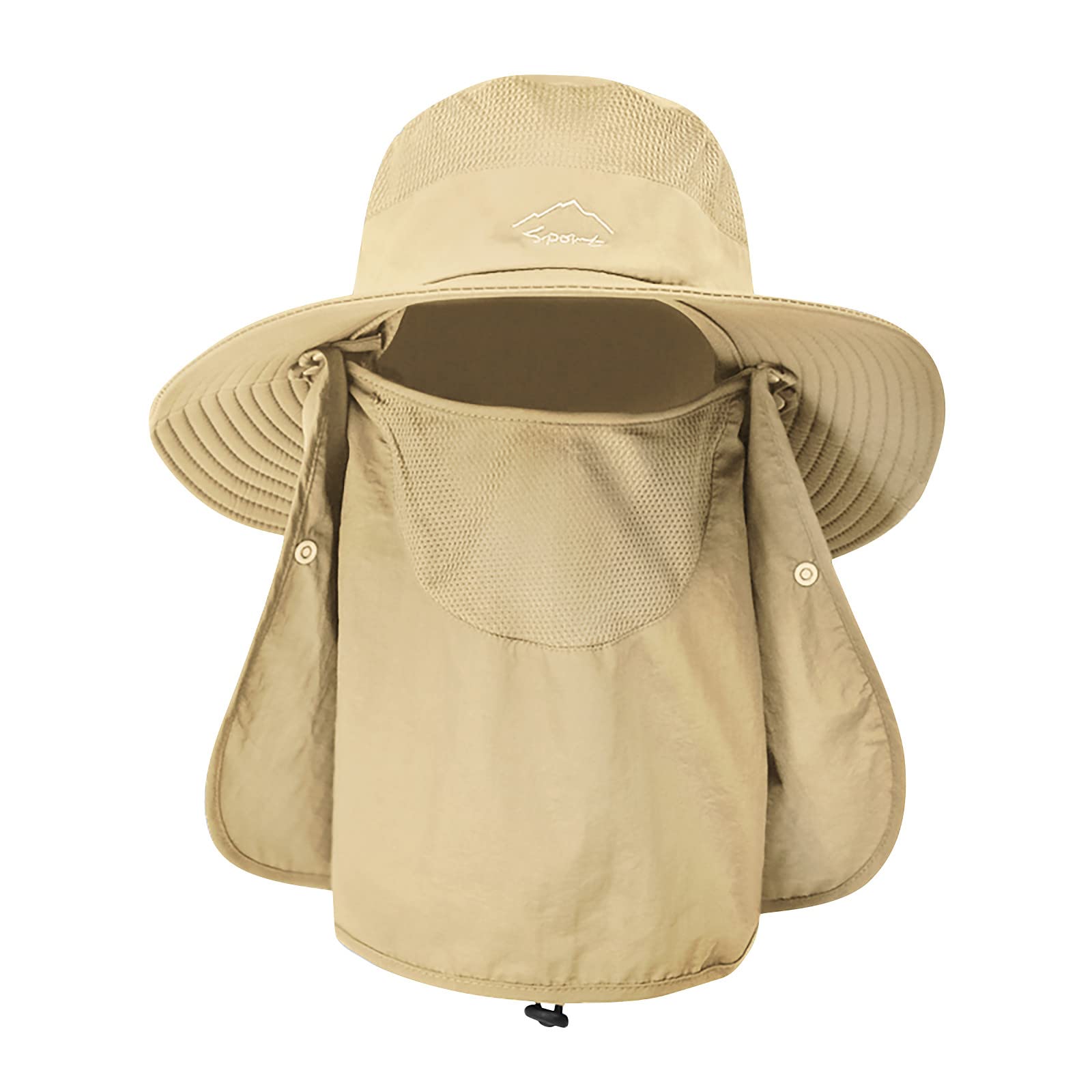 Women's UV Protection Wide Brim Ponytail Sun Hat - Breathable Mesh Bucket Cap for Summer, Beach, Fishing & Gardening - Outdoor Sun Protection Accessory