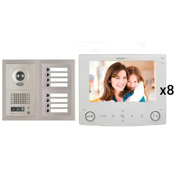 Aiphone GT 8V7 8-Unit Apartment Video Intercom System with 7 Tenants (GT 1C7) - Secure Multi-Tenant Building Communication Solution for Apartments, Condos & Offices