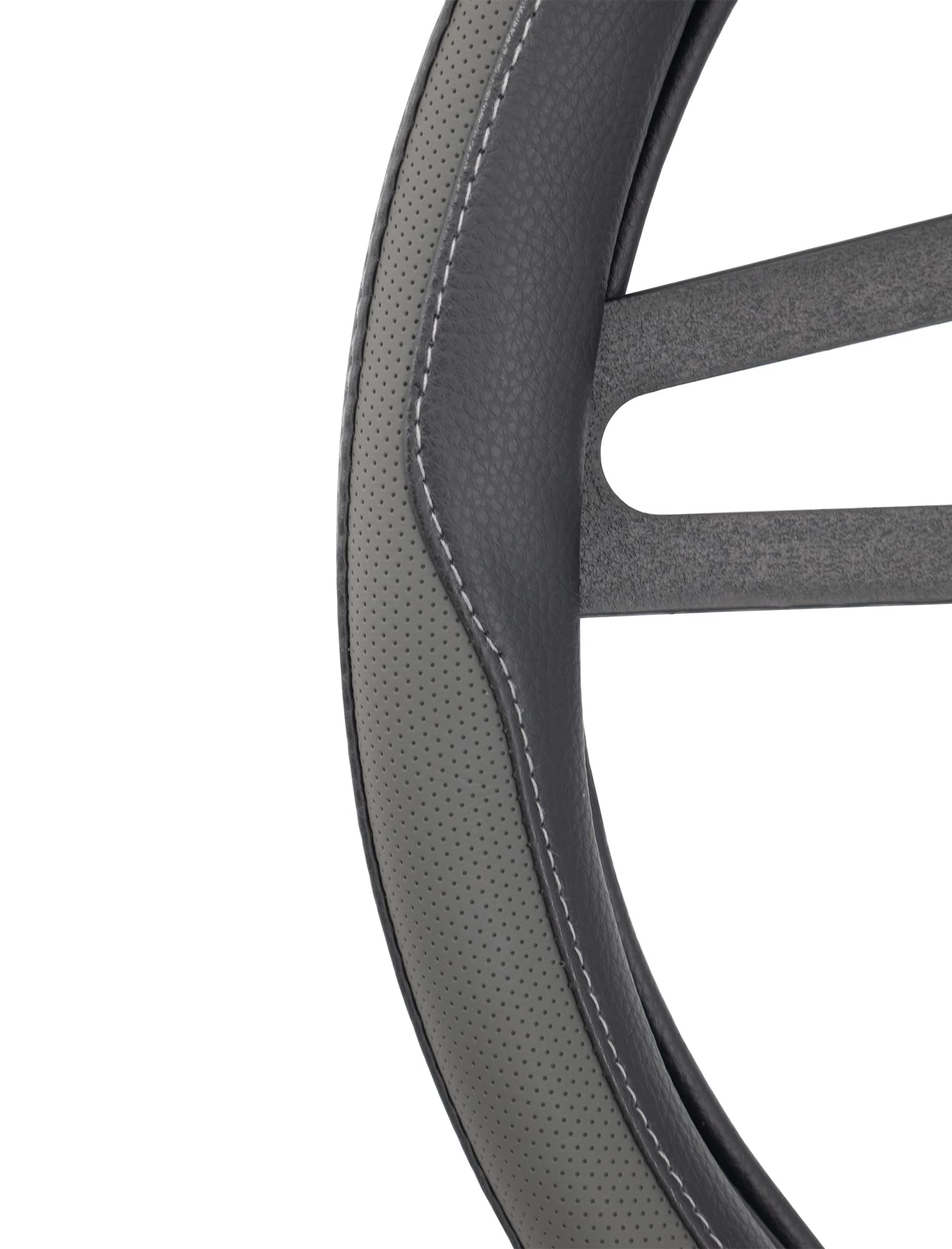SR CVT43GR 37-39cm Universal Steering Wheel Cover - Non-Slip Grip, Black/Grey - Perfect for Cars, Trucks & SUVs - Enhances Driving Comfort & Safety