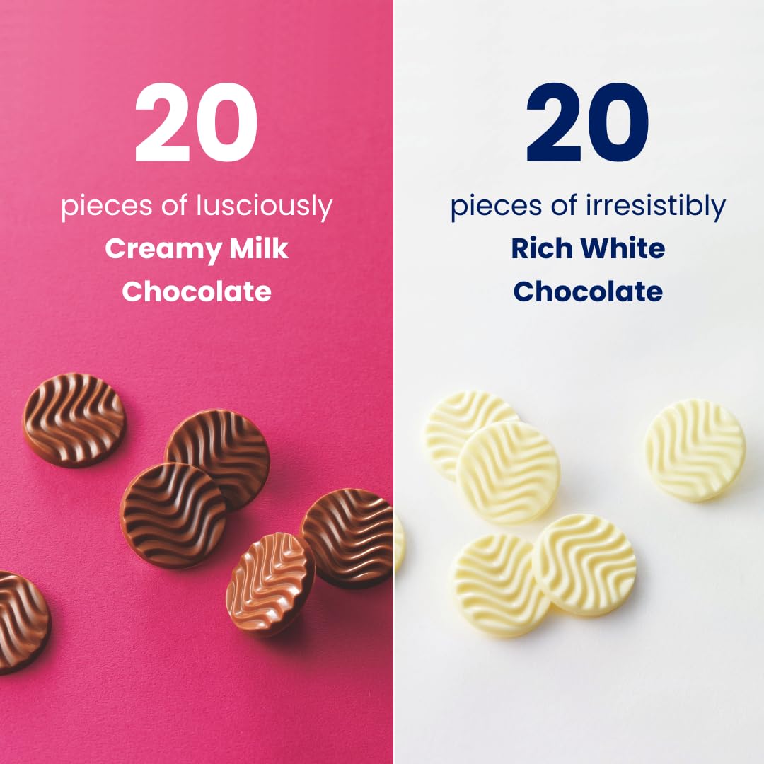 Premium ROYCE' Pure Chocolate Assortment - Creamy Milk & White Chocolate Gift Box (40 Pieces) | No Artificial Preservatives | Authentic Japanese Chocolate from Hokkaido | Perfect for Baking, Desserts, Gifts & Special Occasions