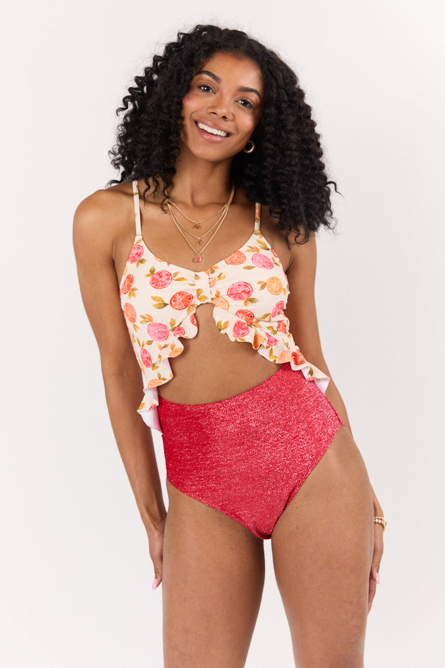 Citrus Grove One Piece Swimsuit for Women - Flattering Bathing Suit with Adjustable Straps | Perfect for Beach Vacations, Pool Parties & Summer Getaways