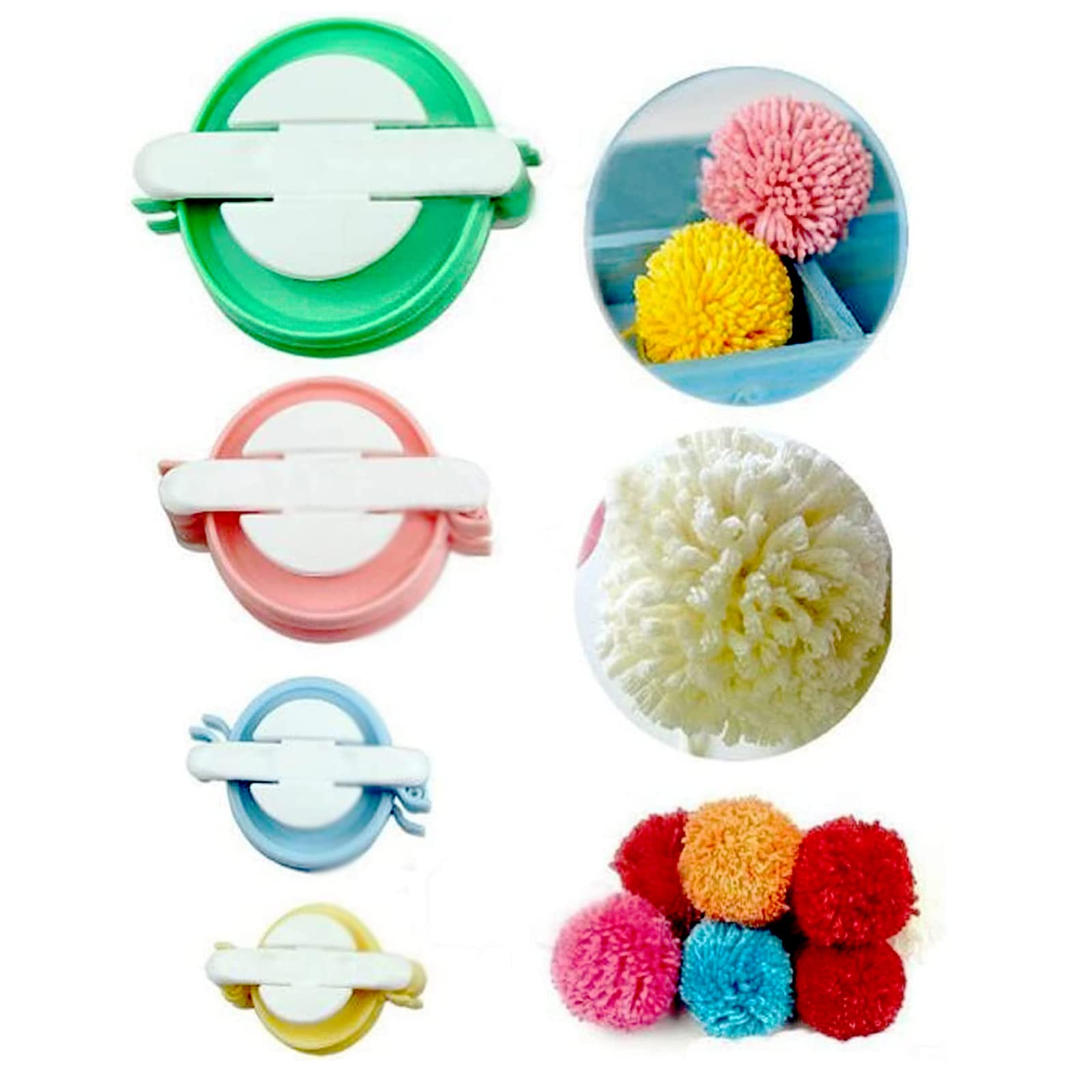 EFly 4-Piece Pompom Maker Set - DIY Fluff Ball Weaver Tool for Knitting, Needle Crafts & Wool Projects (Kids & Adults) - Perfect for Scarf Making, Home Decor & Gift Wrapping