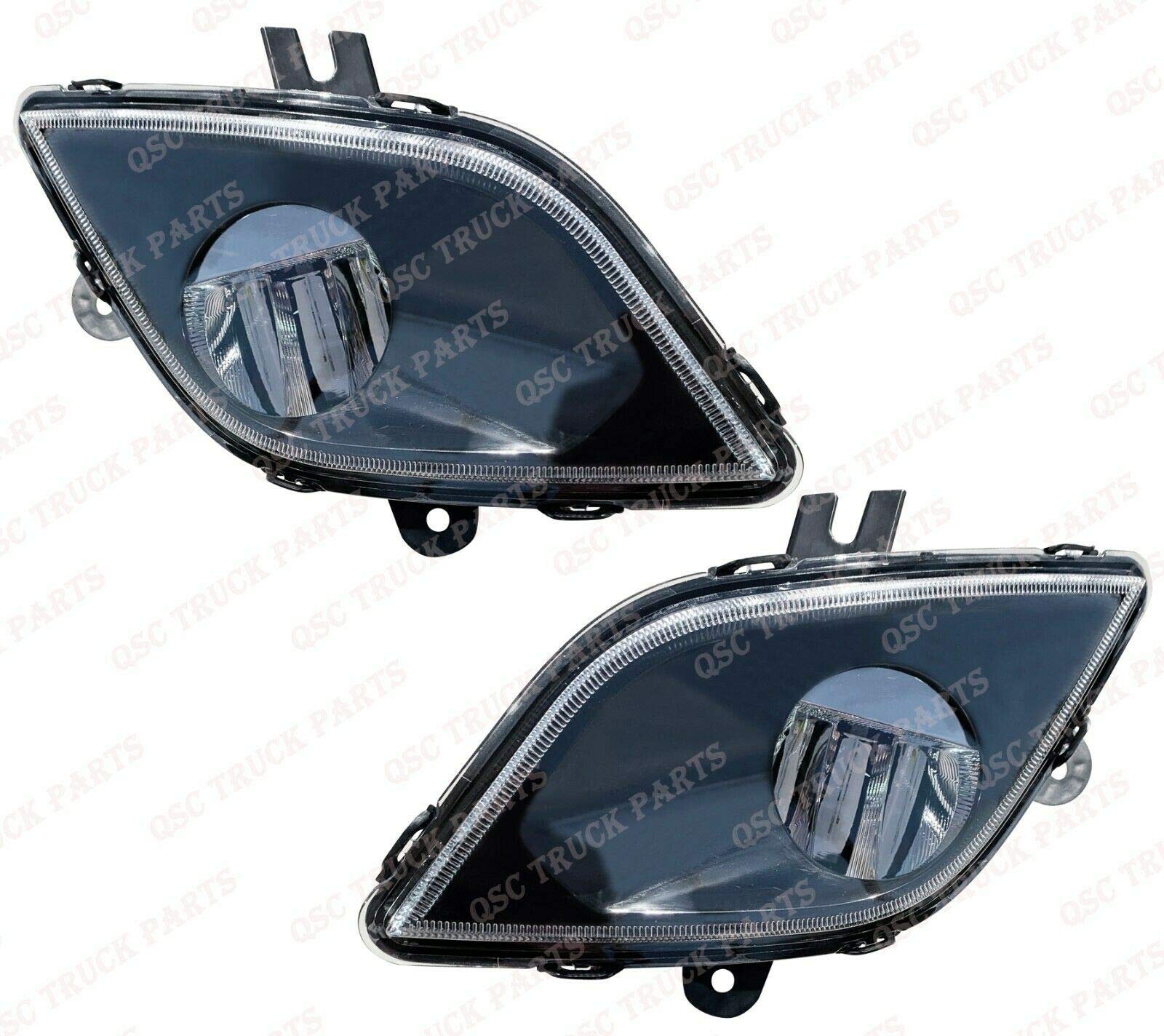 QSC Replacement LED Fog Lights Lamps Pair Compatible with Freightliner Cascadia 2018-2023 Models - Durable Bright Fog Lights for Night Driving & Bad Weather Visibility